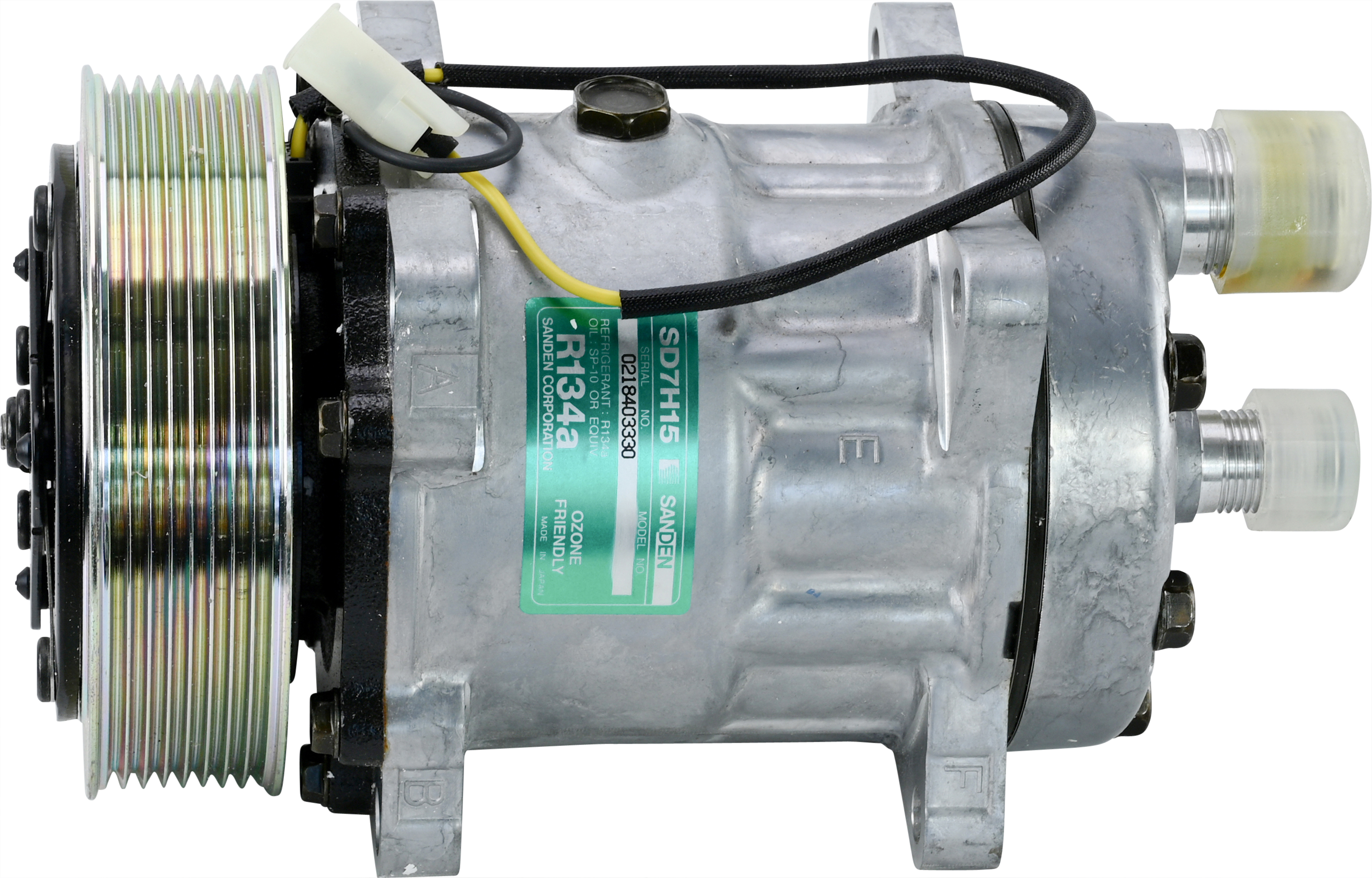 COMPRESSOR, VOLVO TRUCK, SANDEN, SD7H15, 24V, 8PV, 132MM, EAR MOUNT, REAR O-RING #12/#8