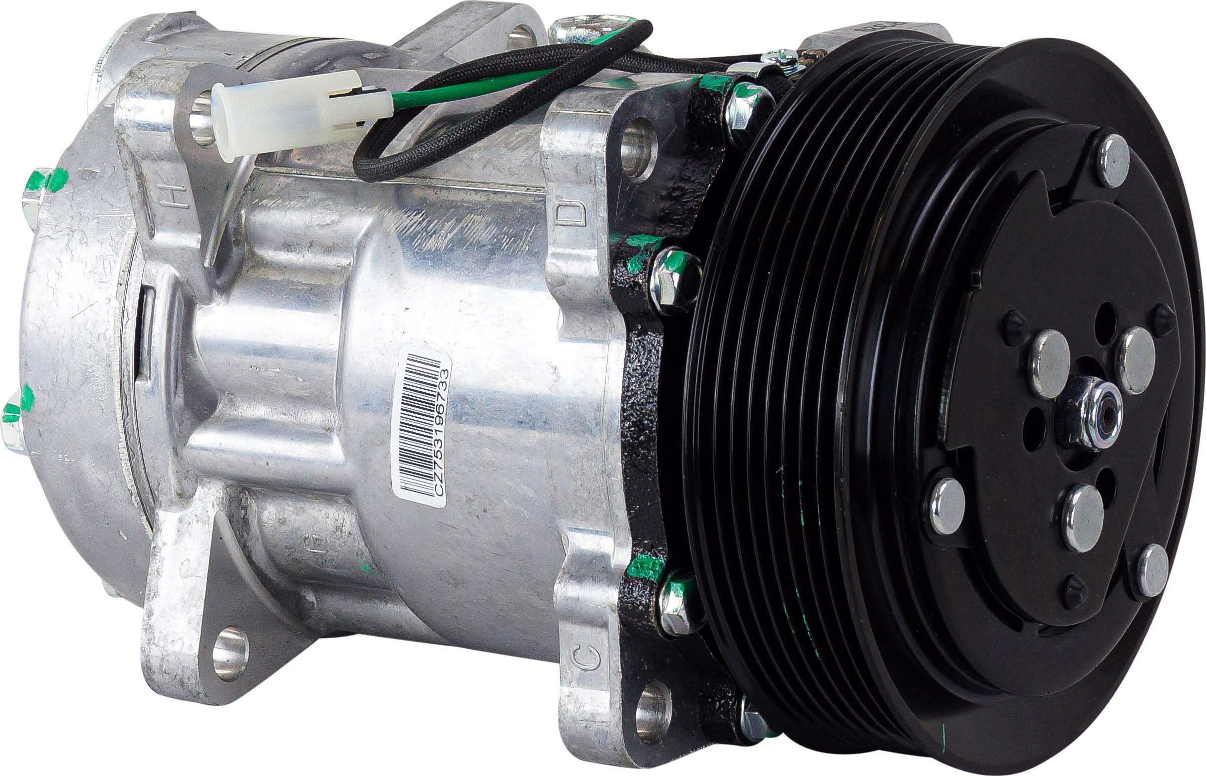 COMPRESSOR, VOLVO TRUCK, FH12 12.1L,  VALEO, REPL SANDEN, SD7H15, 24V, 8PV, 132MM, EAR MOUNT, REAR P