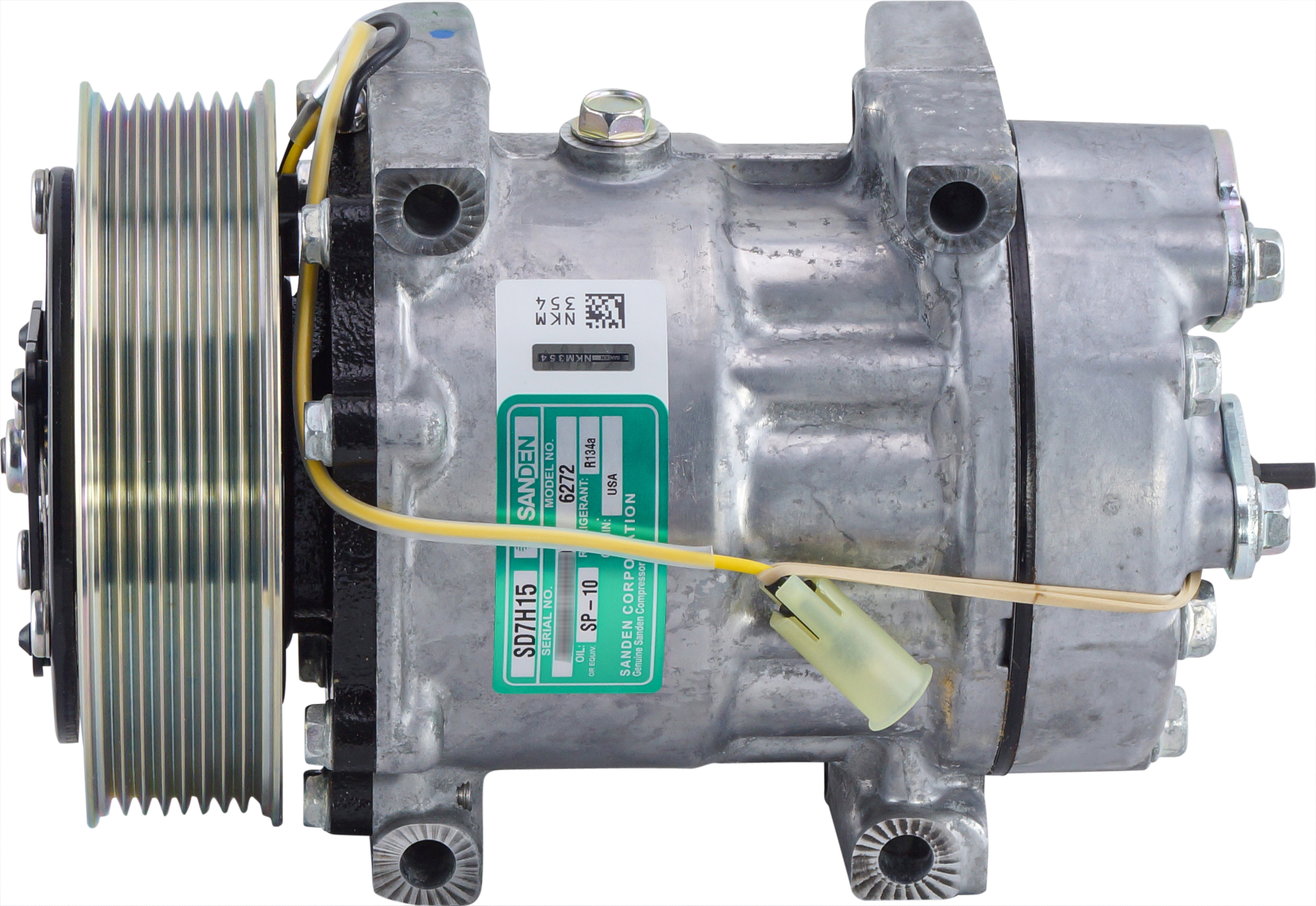 COMPRESSOR, VOLVO TRUCK, NEW, SANDEN, SD7H15, 8PV, 132MM, DIRECT MOUNT, SPECIAL REAR PAD