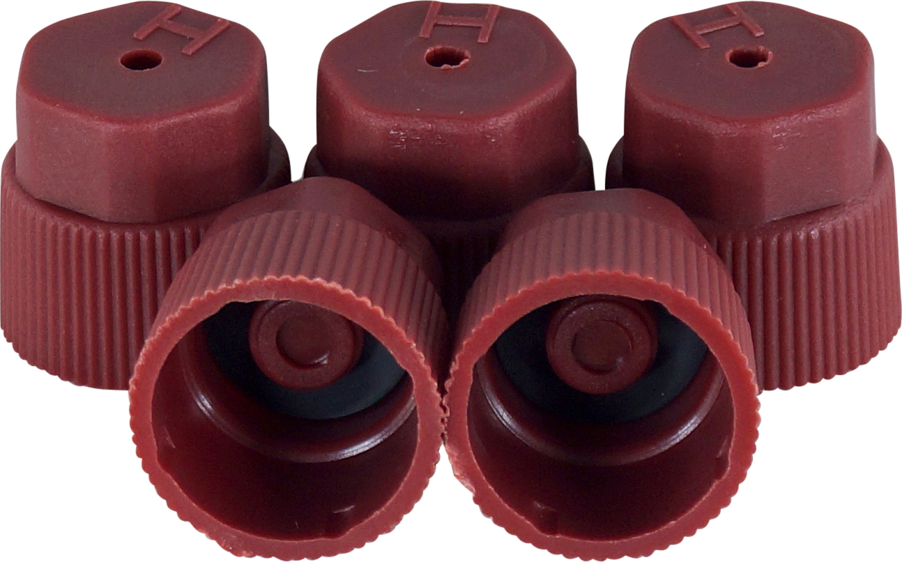 VALVE CAP, R134A, DISCHARGE, RED (PACK OF 5)