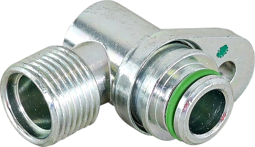 FITTING, COMPRESSOR, DENSO, #10 MIOR, R134A PAD, SUCTION, 18.22MM OD, 90 DEG SWIVEL