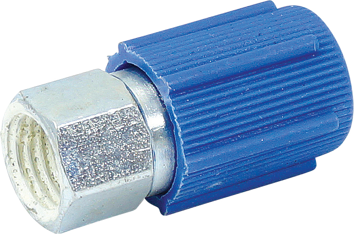 RETROFIT ADAPTOR, LOW SIDE, R134A, 1/4 INCH FEM FLARE, WITH CORE (SINGLE)