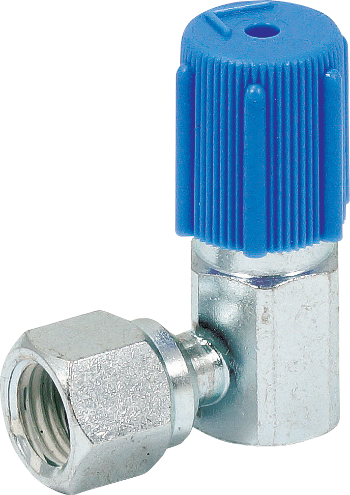RETROFIT ADAPTOR, LOW SIDE, R134A, 1/4 INCH FEM FLARE, 90 DEG (SINGLE)