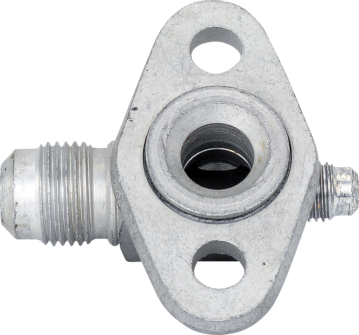 FITTING, COMPRESSOR, FLANGE-MF #8, SCHRADER, HORIZONTAL R12 1/4MF ACCESS