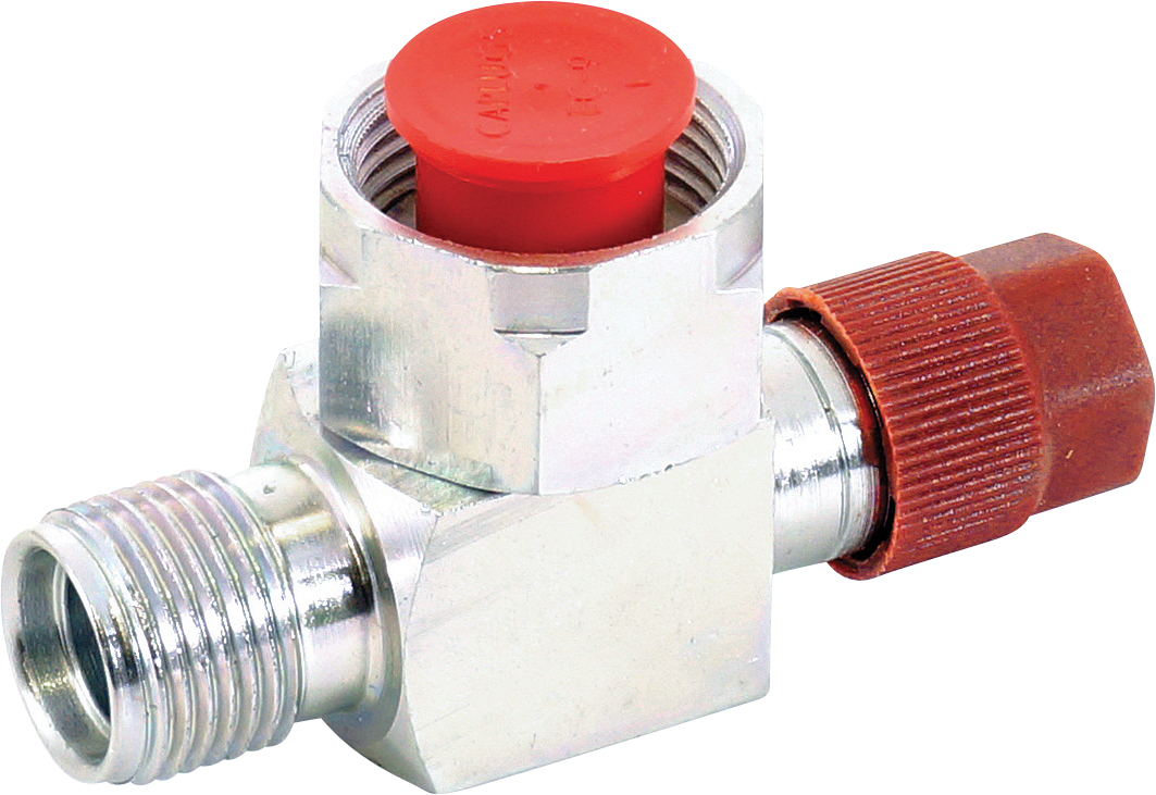 FITTING, COMPRESSOR, CONVERSION, TUBE-O-MIO #8, SCHRADER, HORIZONTAL R134A ACCESS