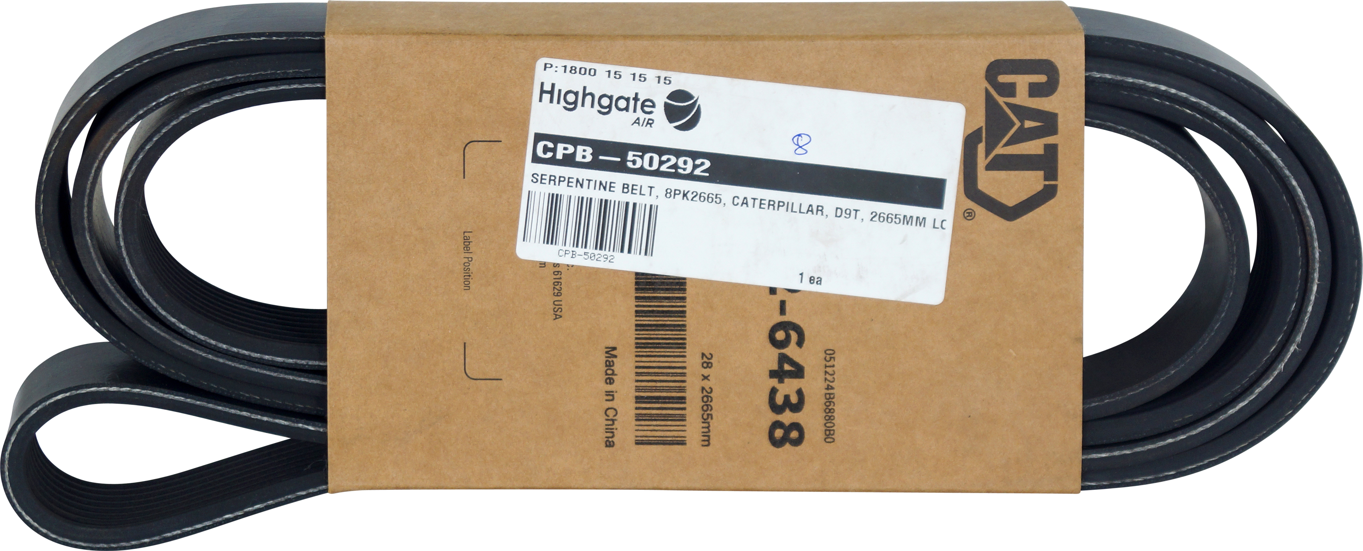 SERPENTINE BELT, 8PK2665, CATERPILLAR, D9T