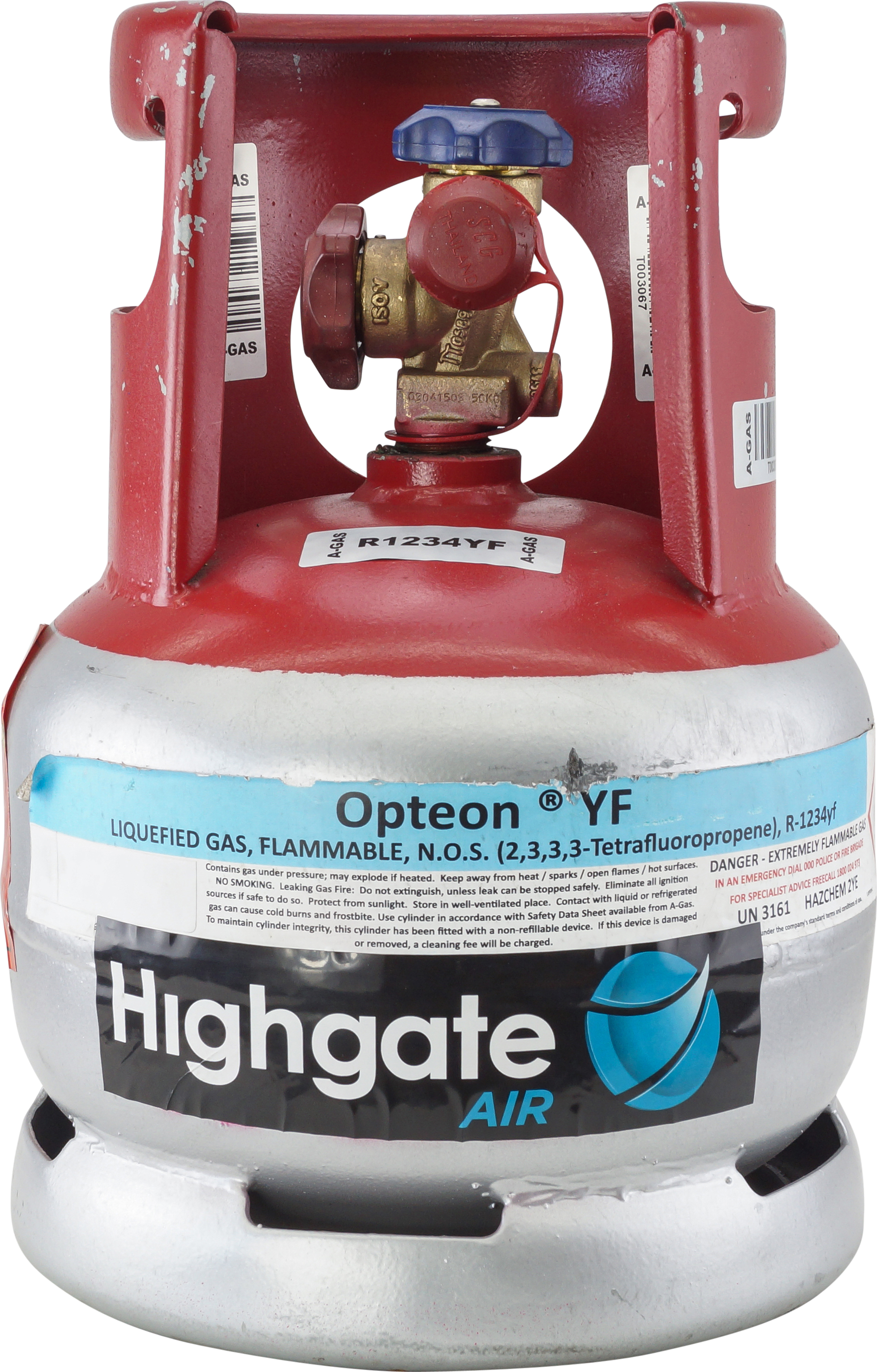 CYLINDER, REFRIGERANT, R1234YF HFO, 4.54KG CYLINDER