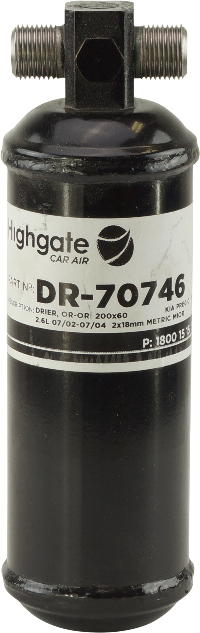 DRIER, OR-OR 2X18MM METRIC MIOR, 200X60, KIA PREGIO VAN 2.6L 07/02-07/04 (WITHOUT PRESSURE SWITCH)