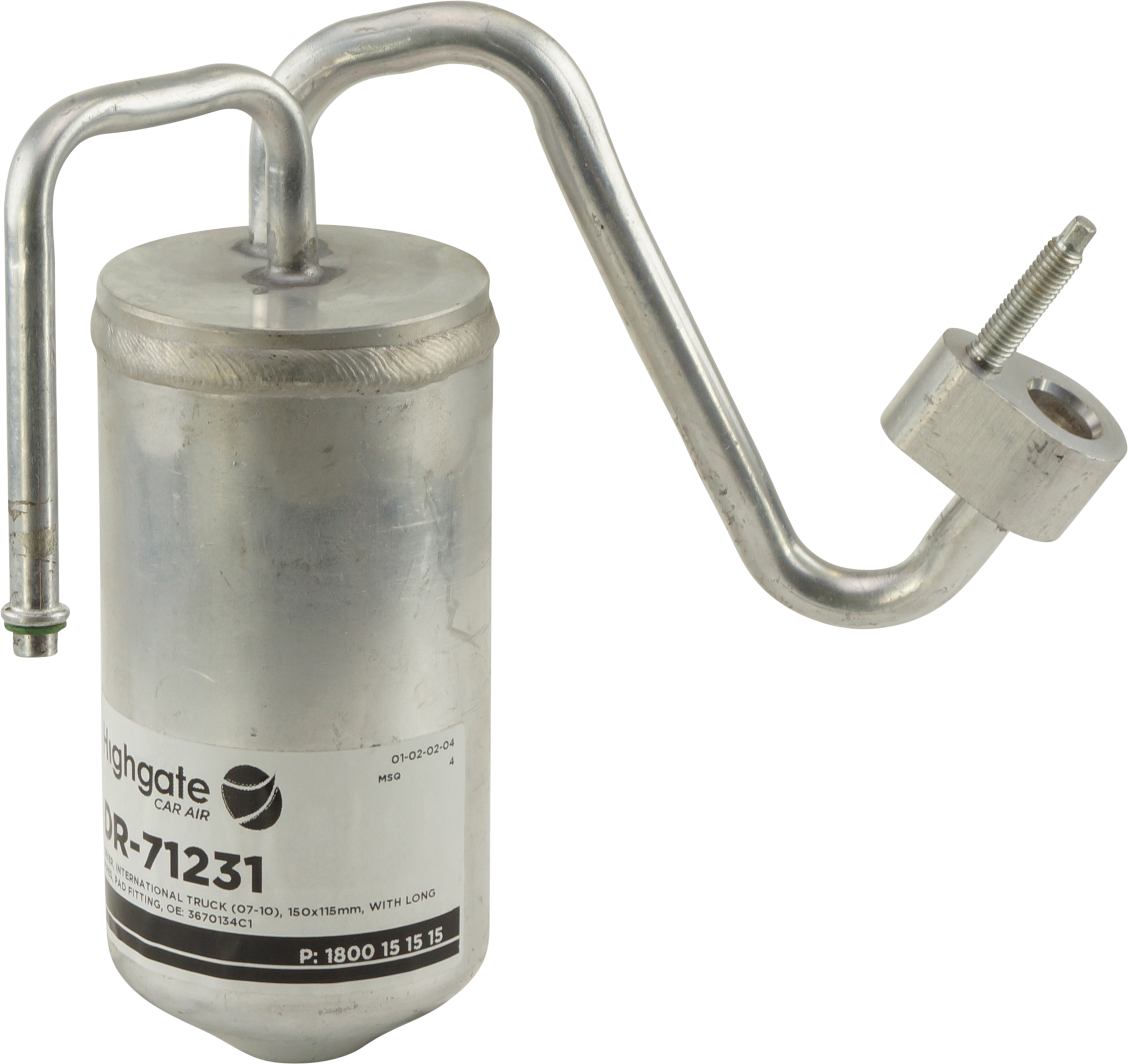 DRIER, PAD FITTING, WITH LONG PIPES, 150X115, INTERNATIONAL TRUCK 07-10