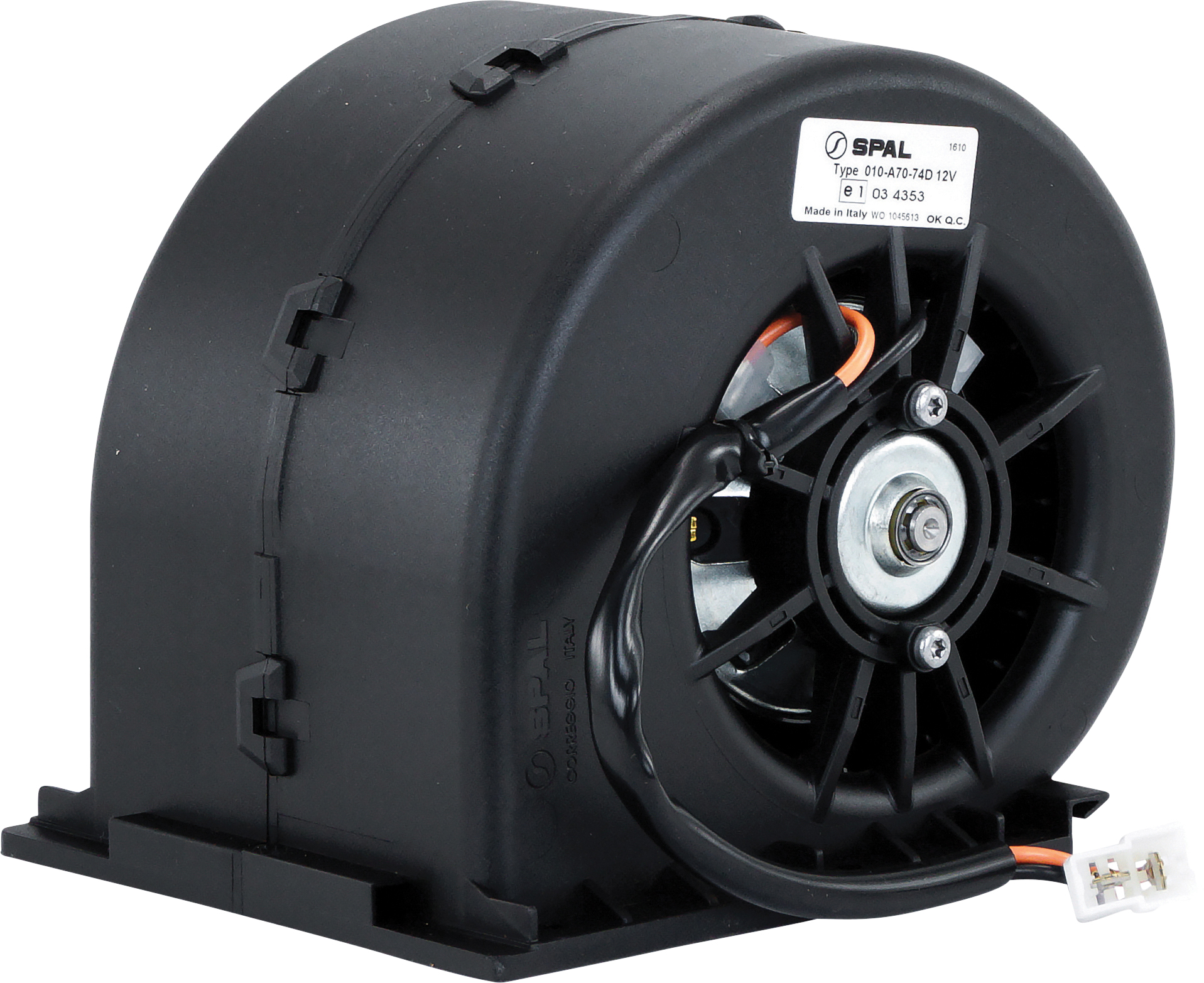 EVAPORATOR BLOWER ASSEMBLY, SINGLE, SPAL, 12V, 1-SPD, UNIVERSAL, PLASTIC CASE, SIDEWINDER