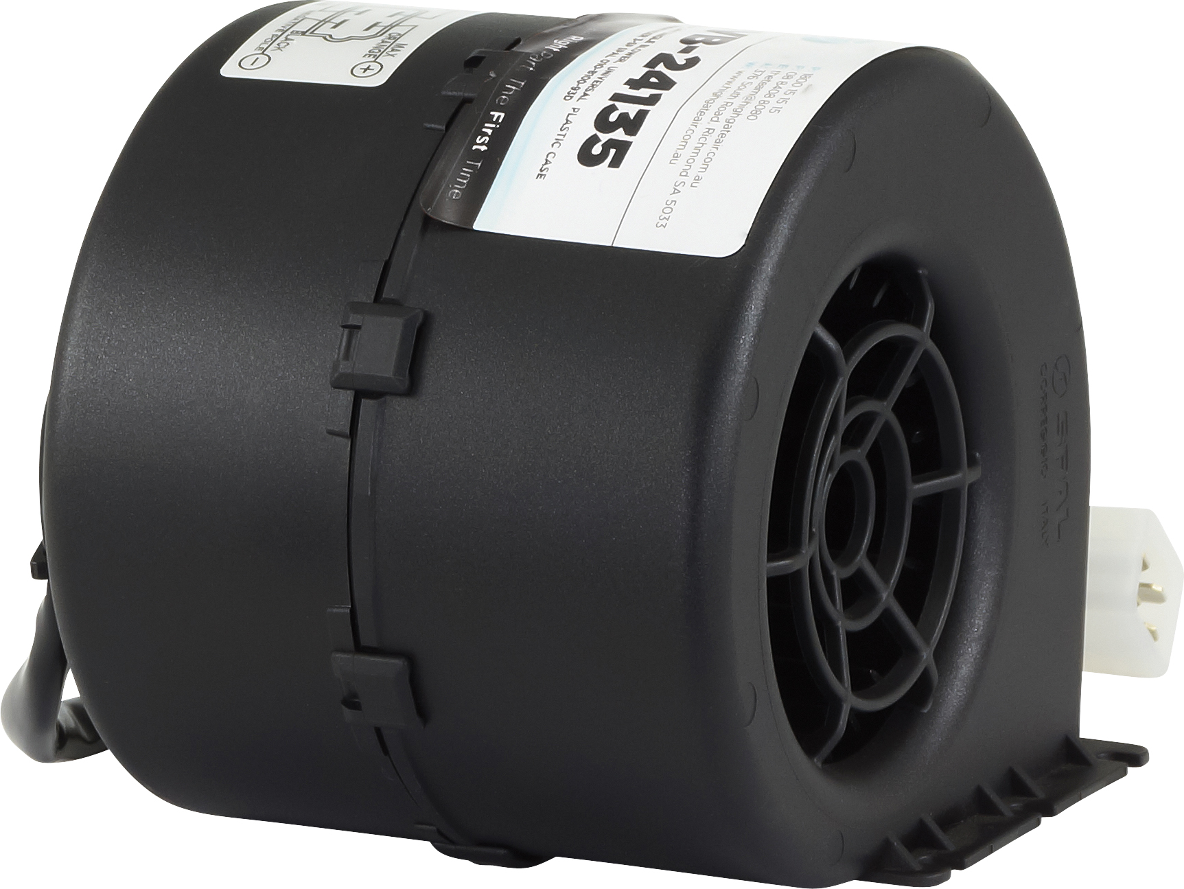 EVAPORATOR BLOWER ASSEMBLY, SINGLE, SPAL, 24V, 3-SPD, UNIVERSAL, PLASTIC CASE, SIDEWINDER