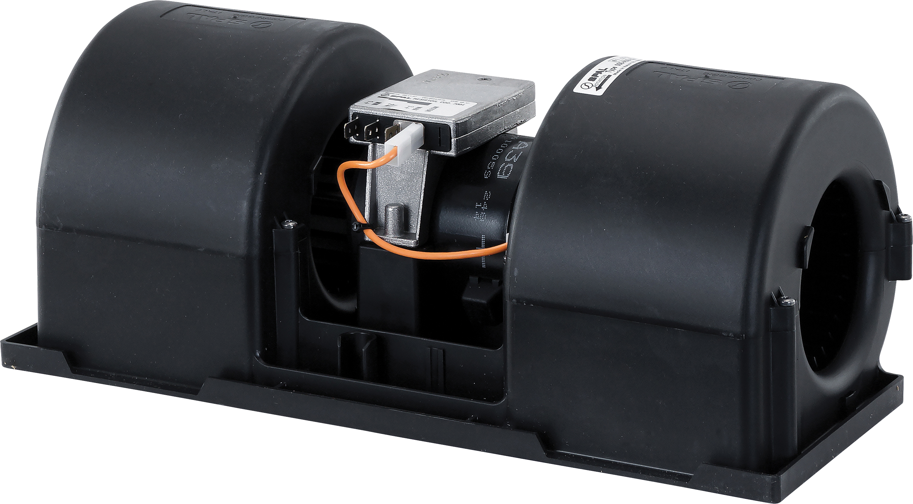 EVAPORATOR BLOWER ASSEMBLY, DUAL, MANITOU, 12V, PLASTIC CASE, SIDEWINDER