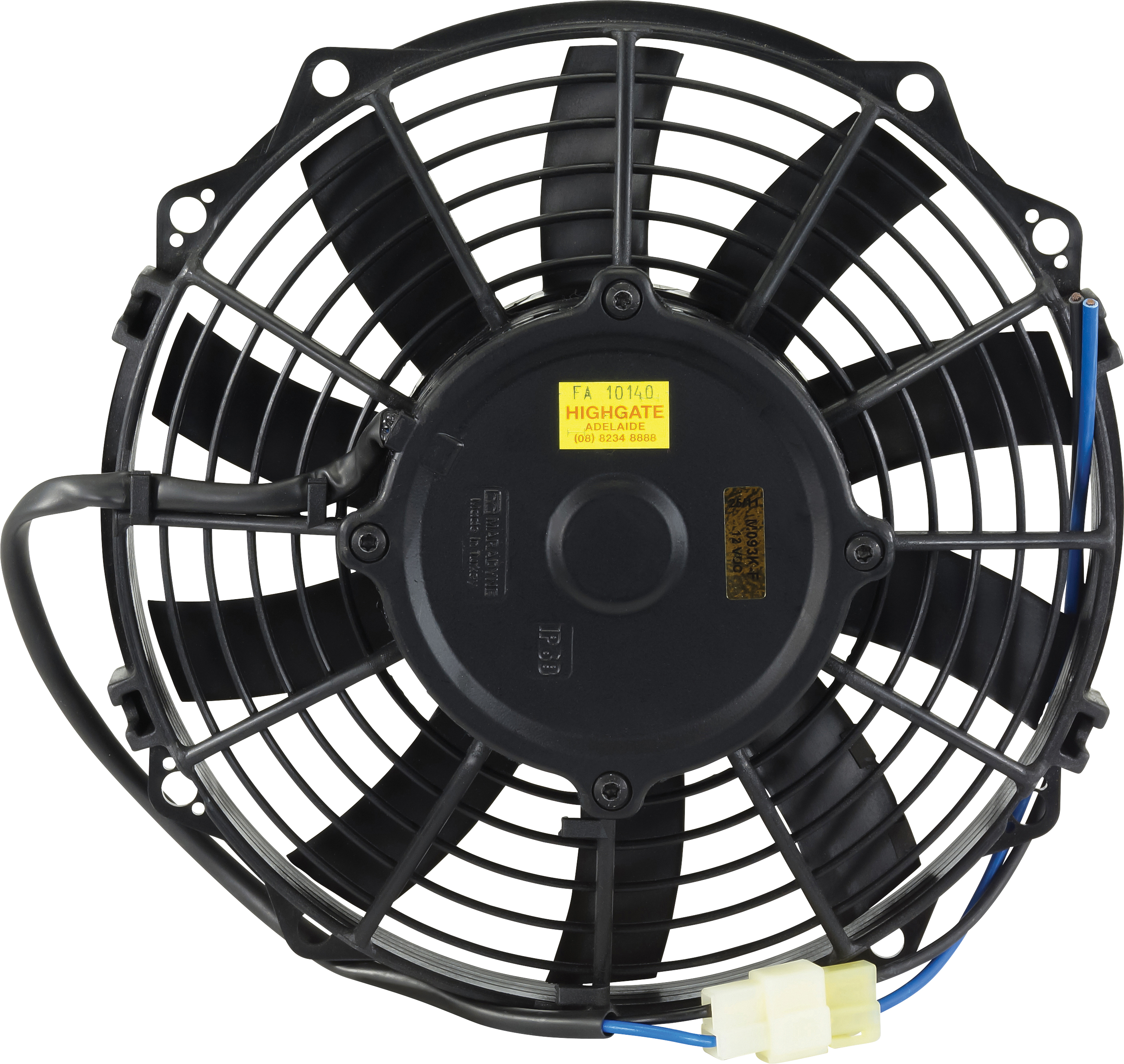 FAN, CONDENSER, MARADYNE, 12V, 225MM (9 INCH), REVERSIBLE, SKEW BLADE, 130W