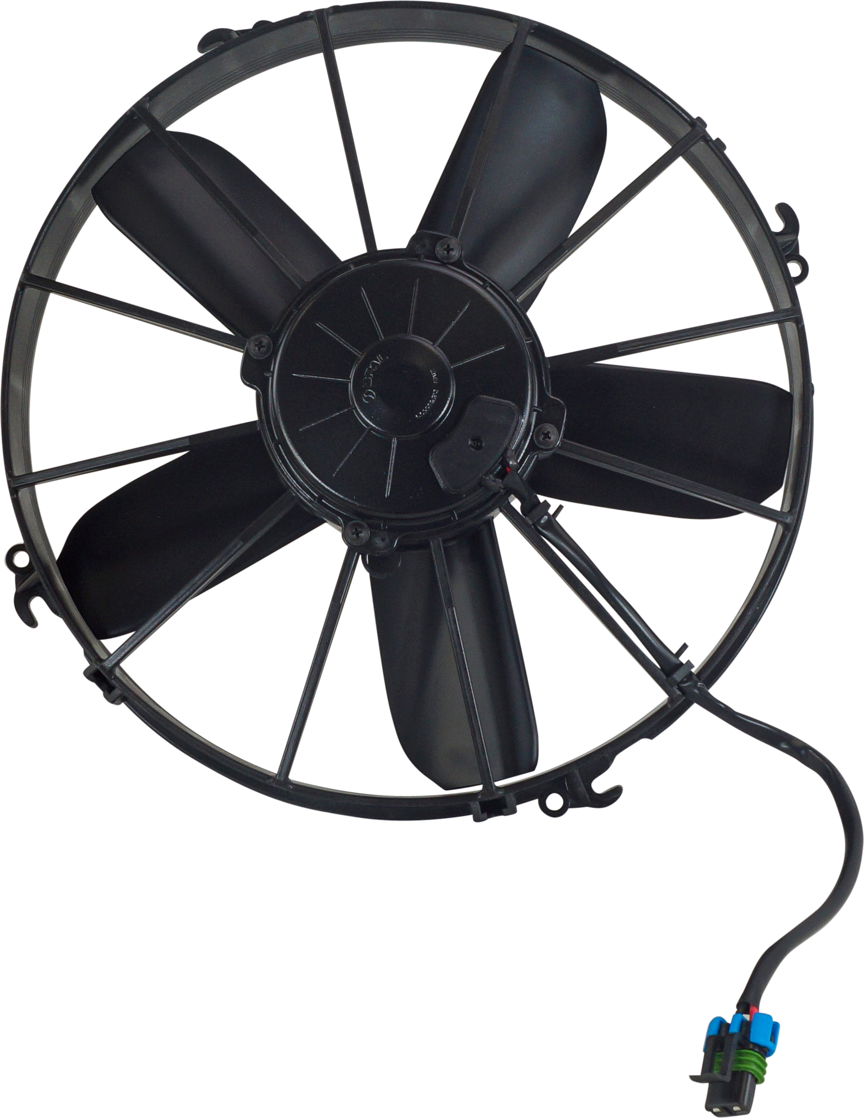 FAN, CONDENSER, SPAL, 12V 300MM (12 INCH), PUSHER, PADDLE BLADE, LONG LIFE MTR , OPEN SHROUD
