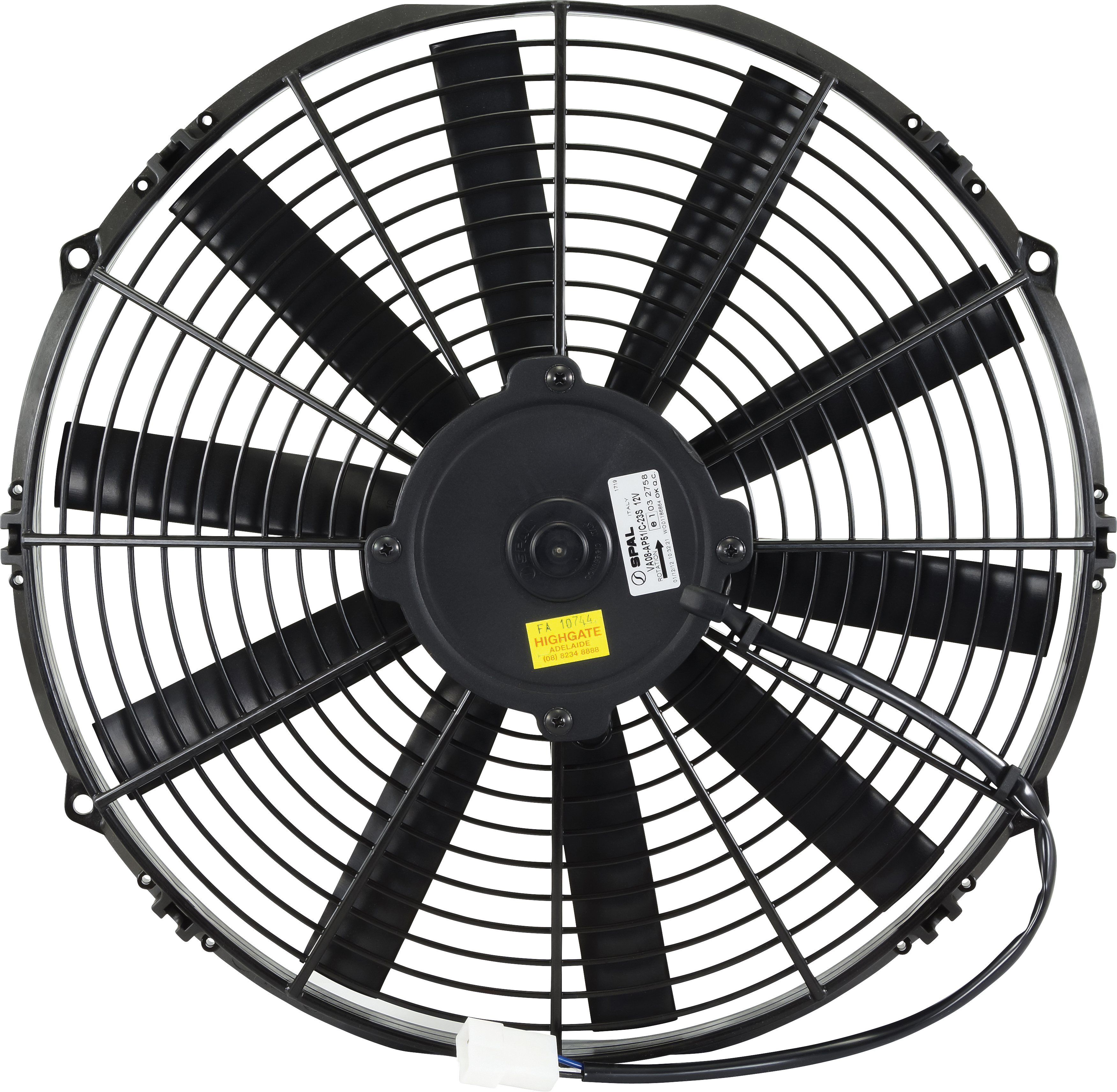 FAN, CONDENSER, SPAL, 12V, 350MM (14 INCH), PUSHER, STRAIGHT BLADE, PREMIUM MOTOR