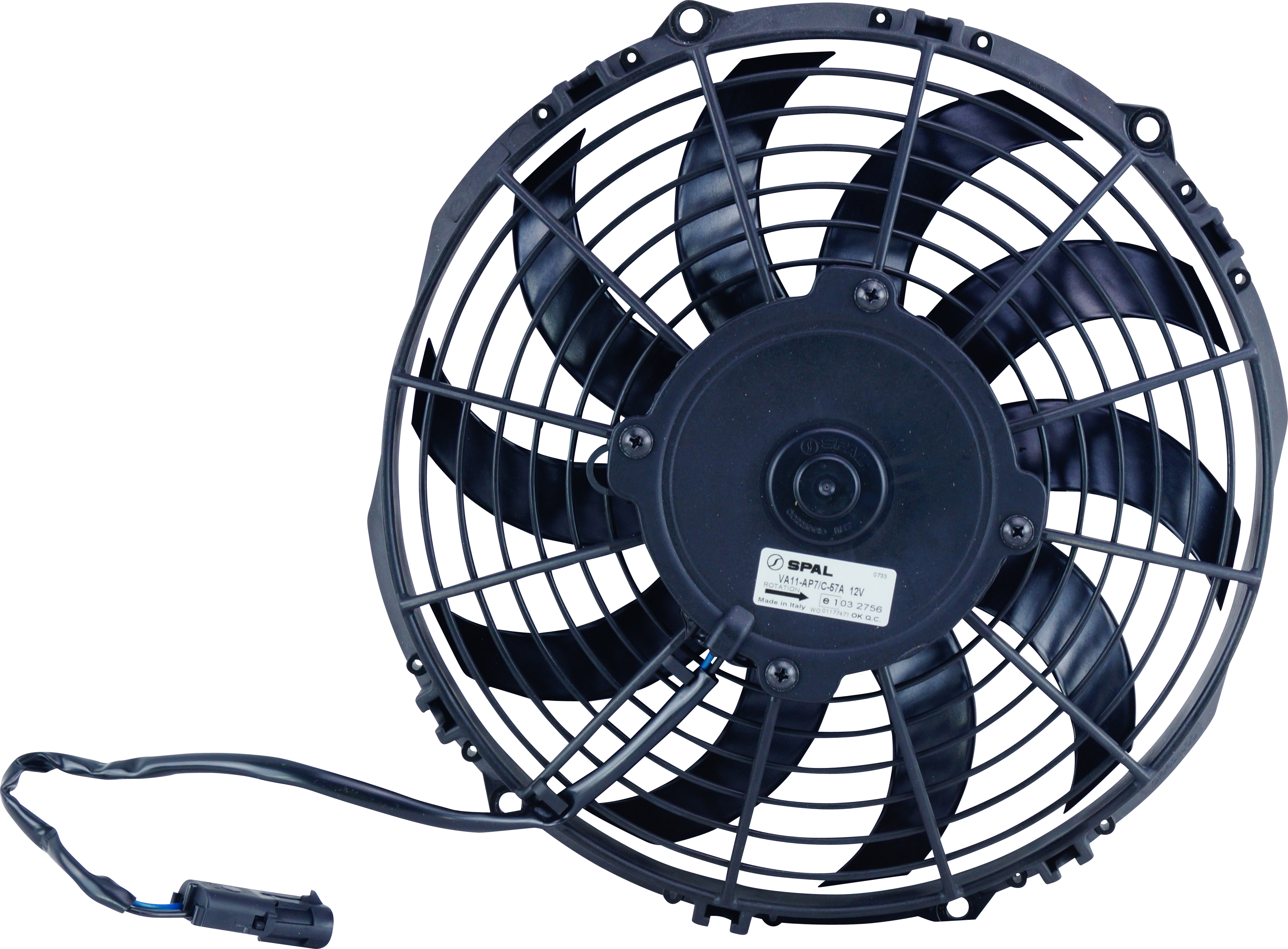FAN, CONDENSER, SPAL, 12V, 255MM (10 INCH), PULLER, SKEW BLADE, PREMIUM MOTOR