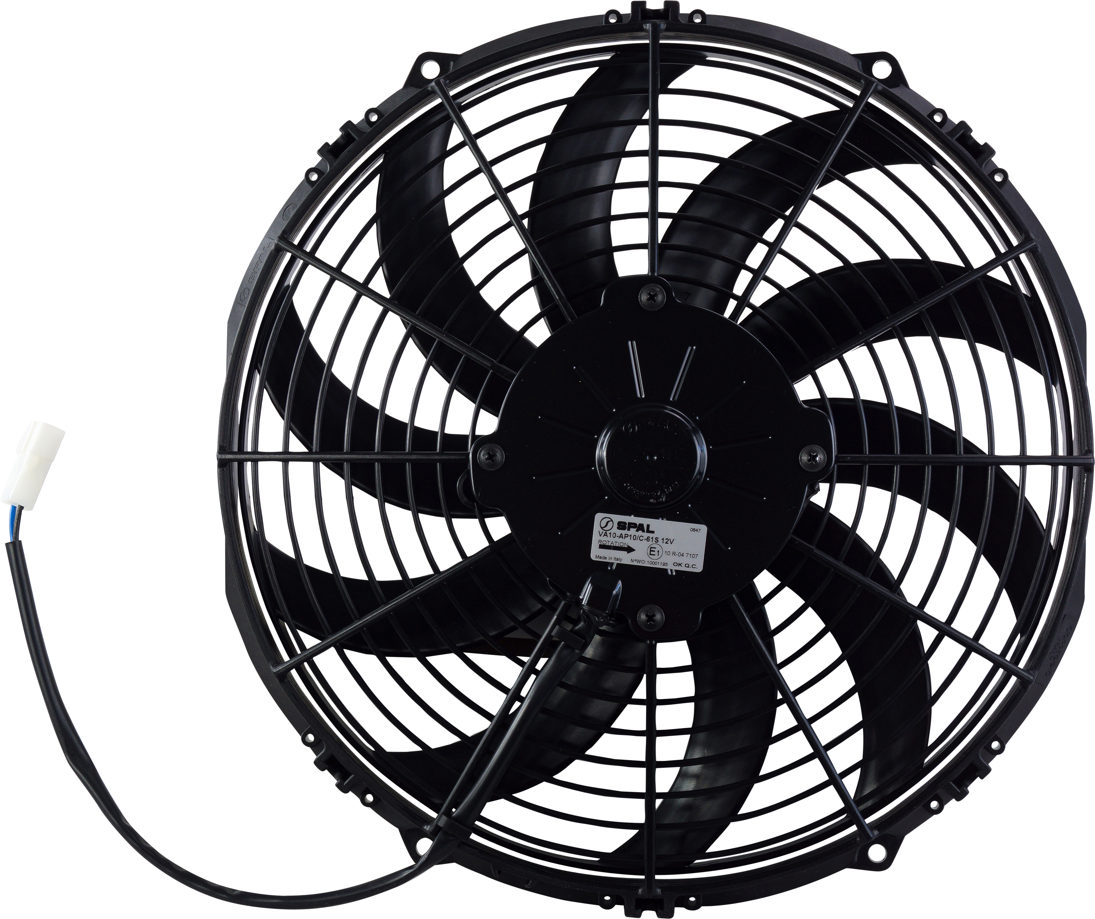 FAN, CONDENSER, SPAL, 12V, 300MM (12 INCH), PUSHER, SKEW BLADE, PREMIUM MOTOR