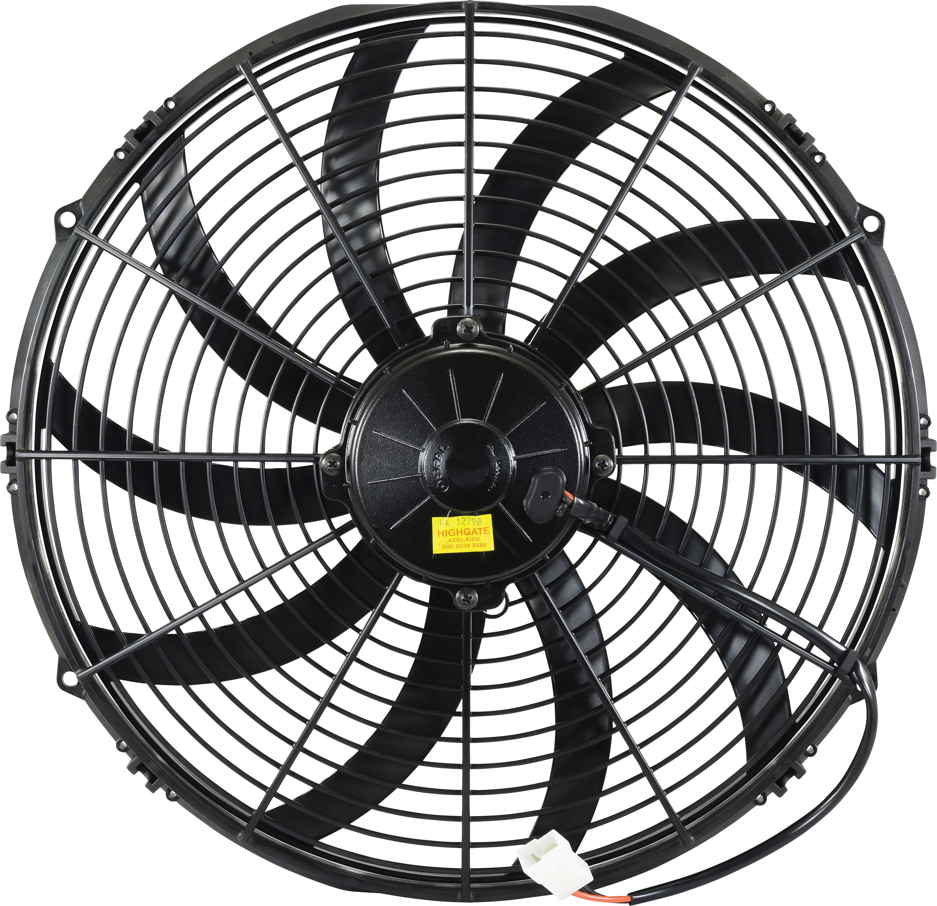 FAN, CONDENSER, SPAL, 12V, 400MM (16 INCH), PULLER, SKEW BLADE, LONG LIFE MOTOR