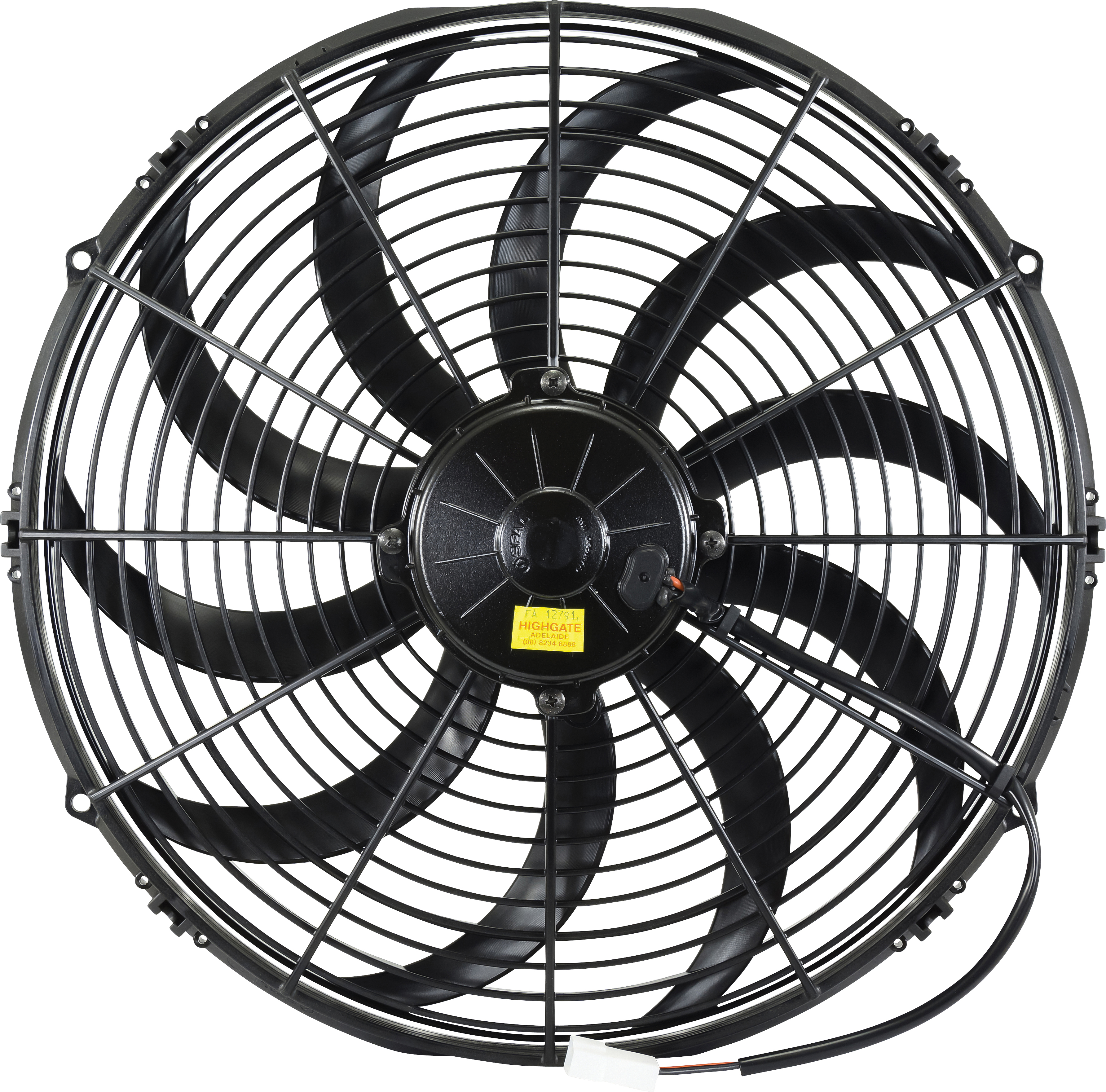 FAN, CONDENSER, SPAL, 12V, 400MM (16 INCH), PUSHER, SKEW BLADE, LONG LIFE MOTOR