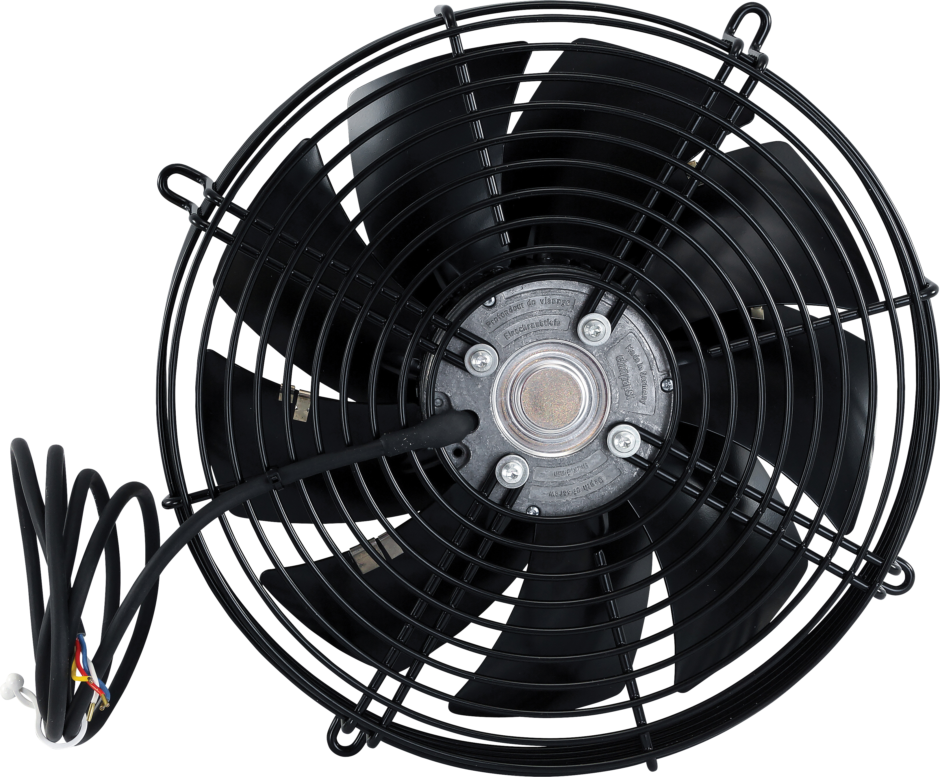 FAN, CONDENSER, EBM, 12V, 279MM (10 INCH), PUSHER, SKEW BLADE, BRUSHLESS MOTOR, STEEL