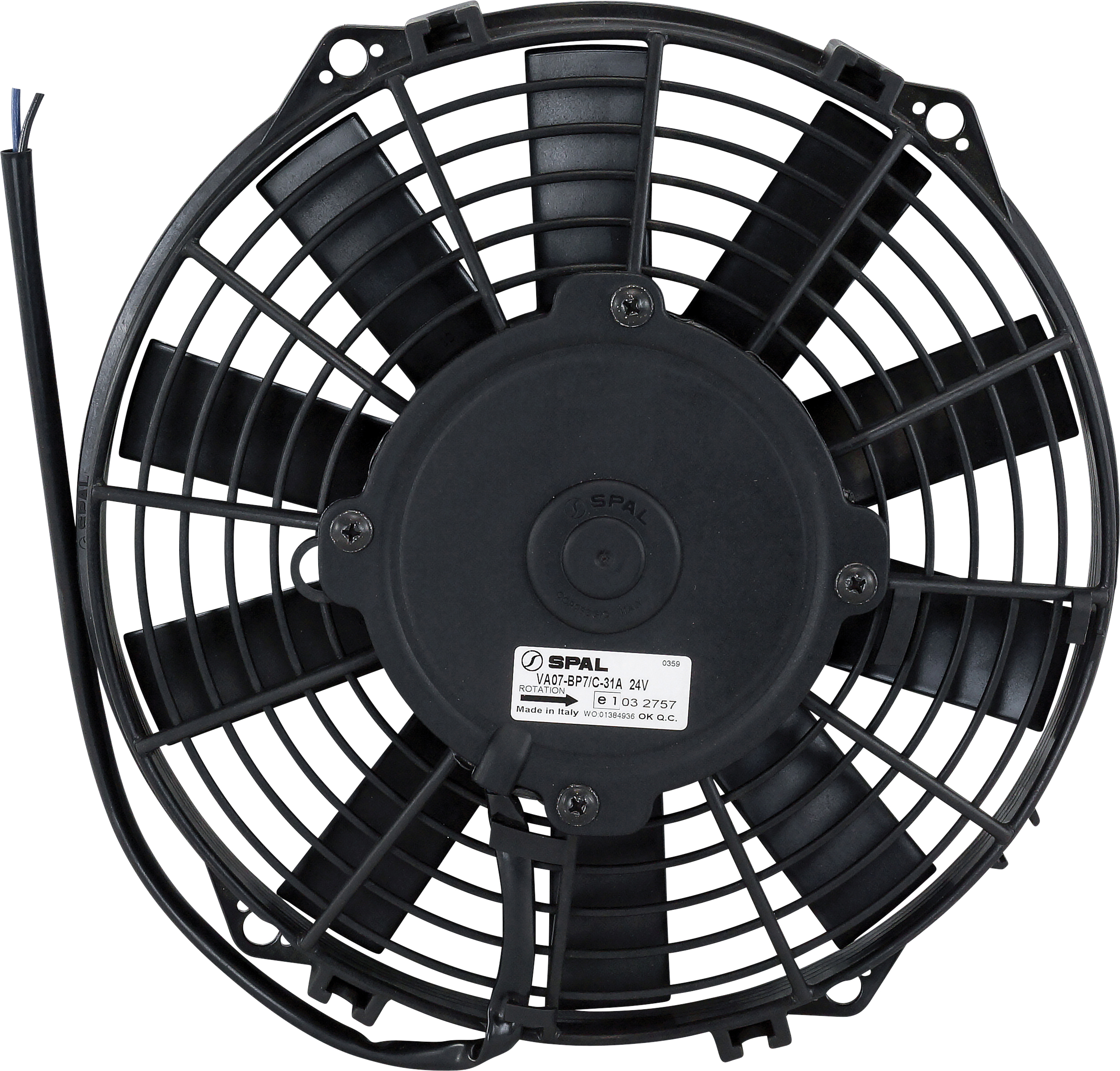 FAN, CONDENSER, SPAL, 24V, 225MM (9 INCH), PULLER, STRAIGHT BLADE, PREMIUM MOTOR