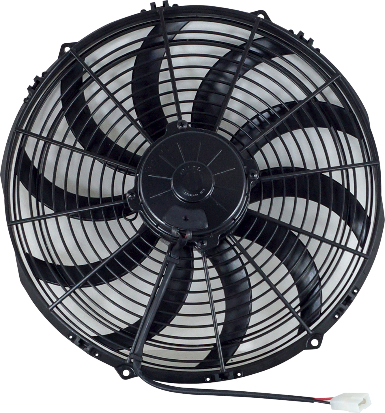 FAN, CONDENSER, SPAL 12V, 350MM (14 INCH). PUSHER, SKEW BLADE, HIGH PROFORMANCE