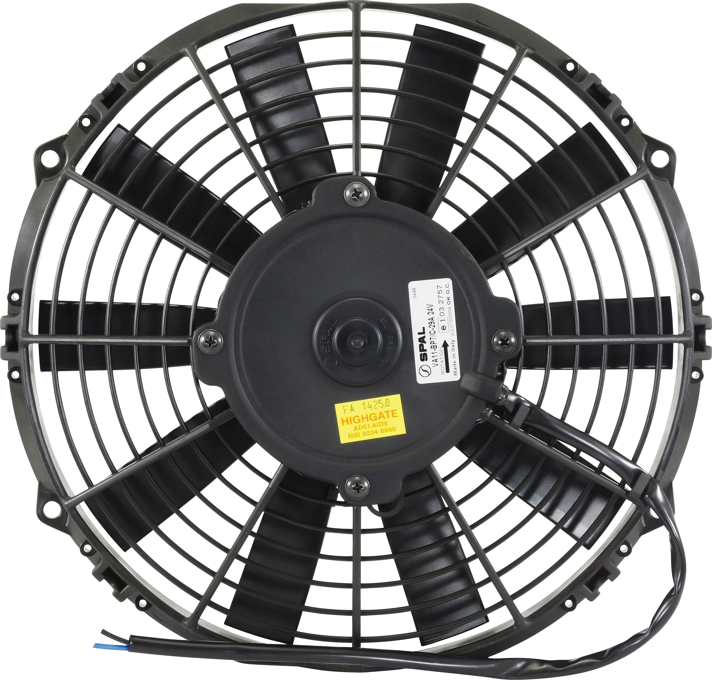 FAN, CONDENSER, SPAL, 24V, 255MM (10 INCH), PULLER, STRAIGHT BLADE, PREMIUM MOTOR