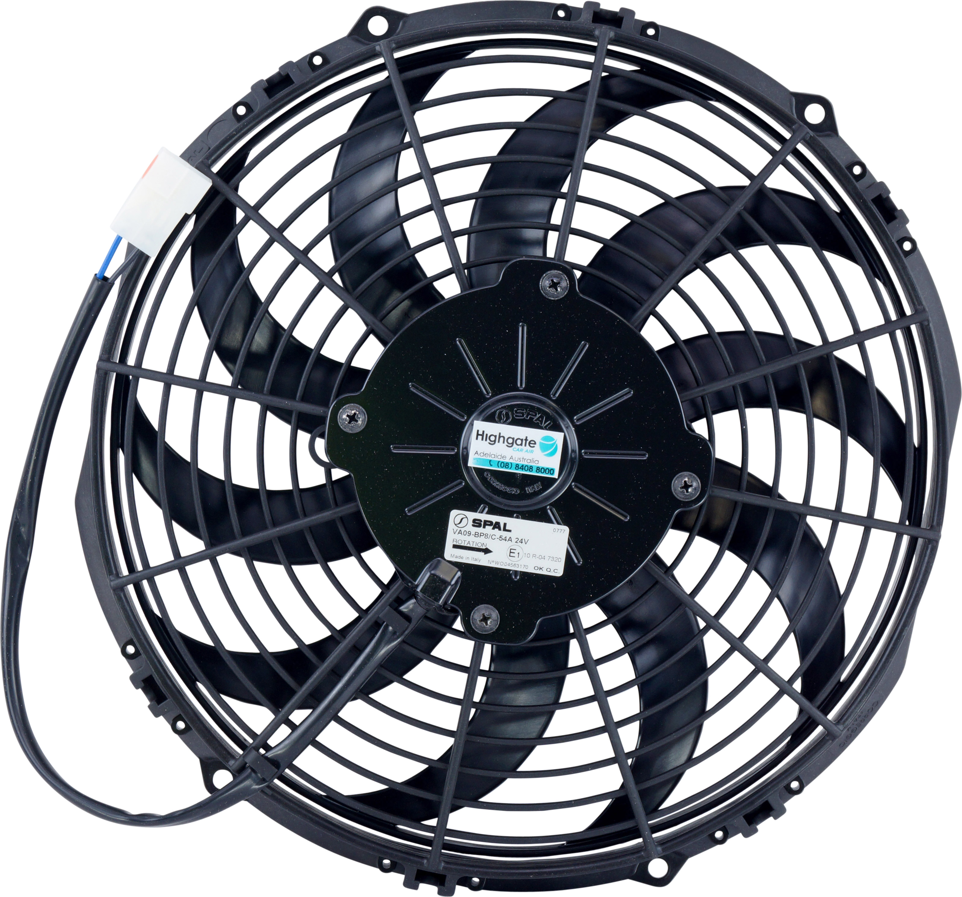 FAN, CONDENSER, SPAL, 24V, 280MM (11 INCH), PULLER, SKEW BLADE