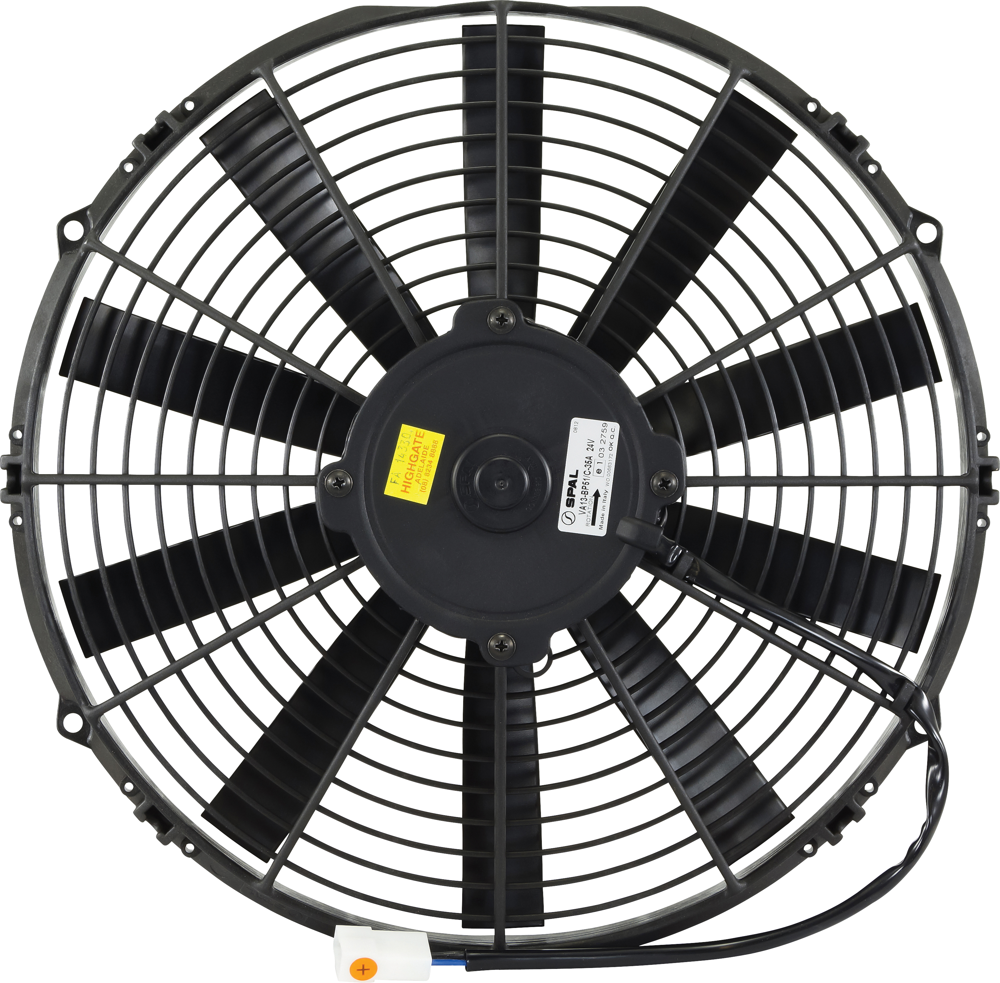 FAN, CONDENSER, SPAL, 24V, 330MM (13 INCH), PULLER, STRAIGHT BLADE, PREMIUM MOTOR