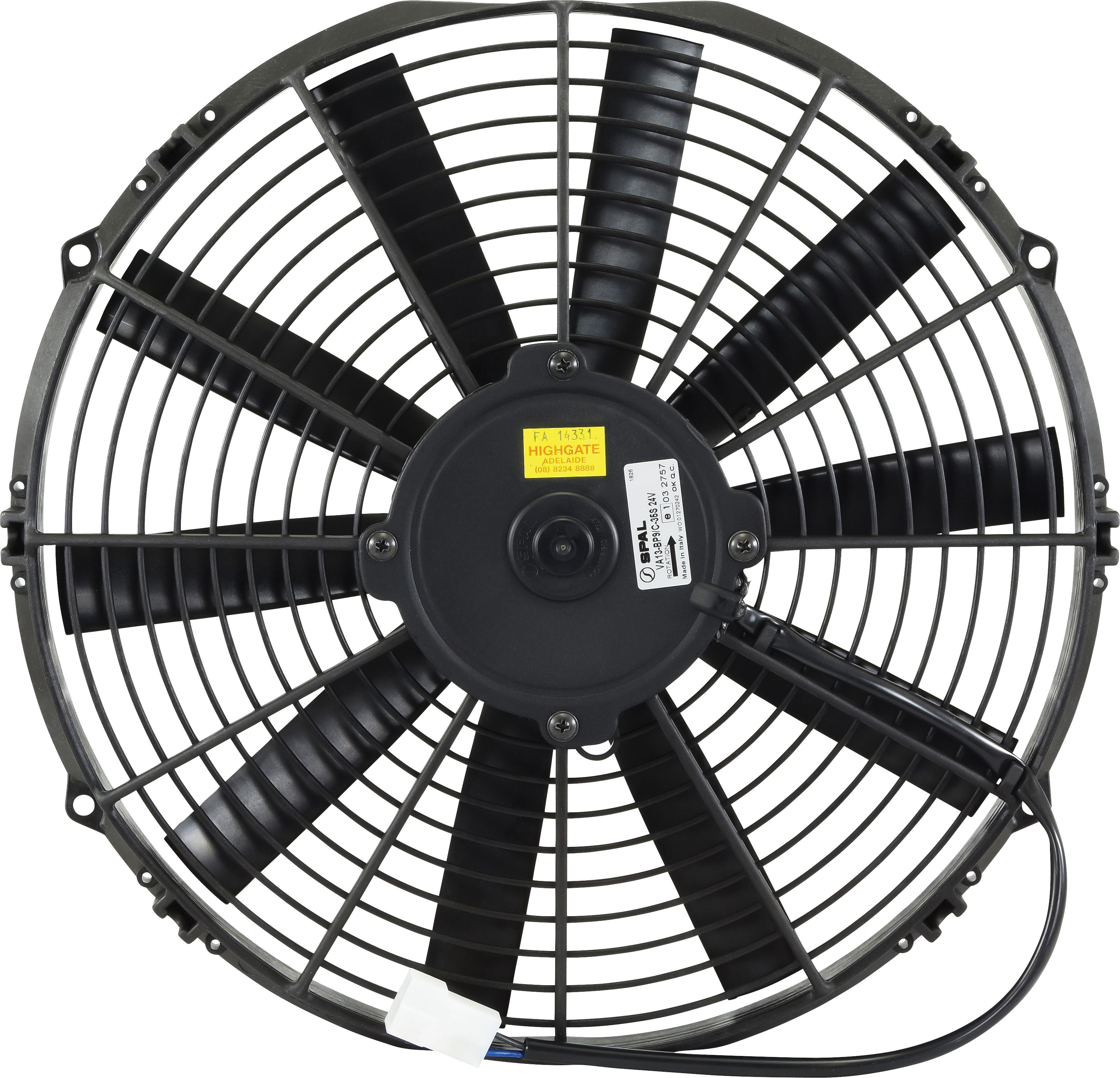 FAN, CONDENSER, SPAL, 24V, 330MM (13 INCH), PUSHER, STRAIGHT BLADE, PREMIUM MOTOR