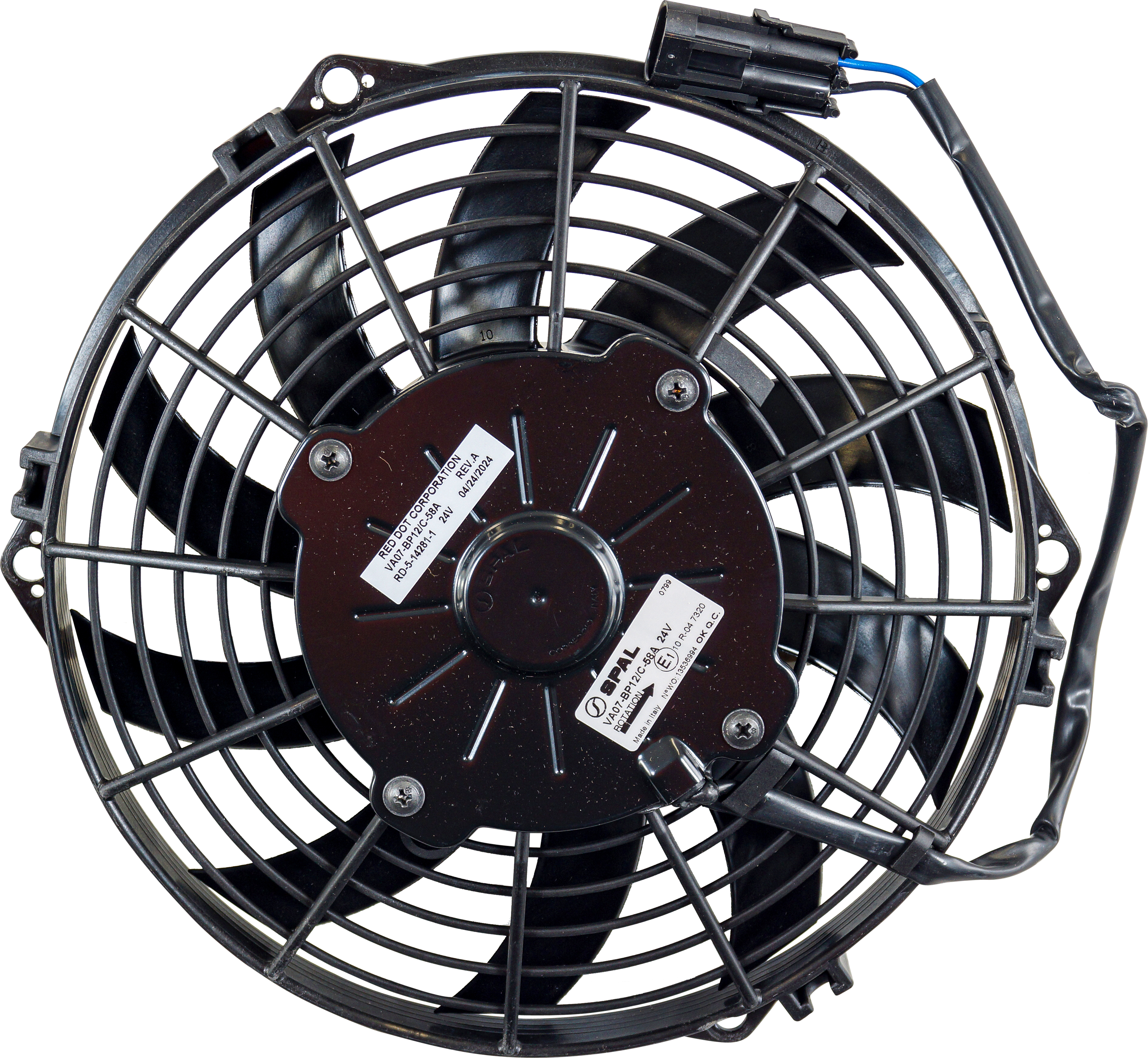 FAN, CONDENSER, SPAL, 24V, 225MM (9 INCH), PULLER, SKEW BLADE, PREMIUM MOTOR