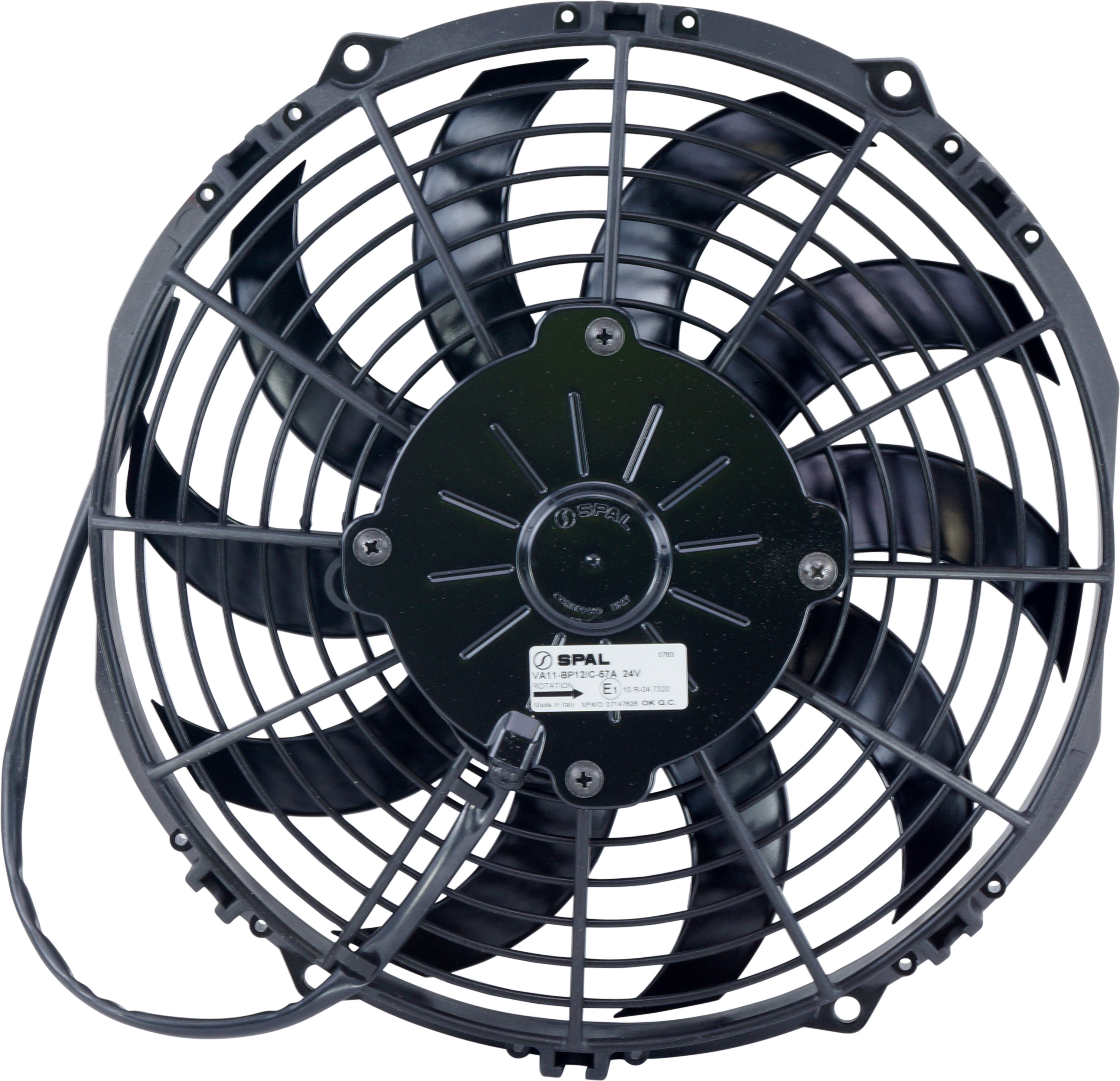 FAN, CONDENSER, SPAL, 24V, 255MM (10 INCH), PULLER, SKEW BLADE, PREMIUM MOTOR