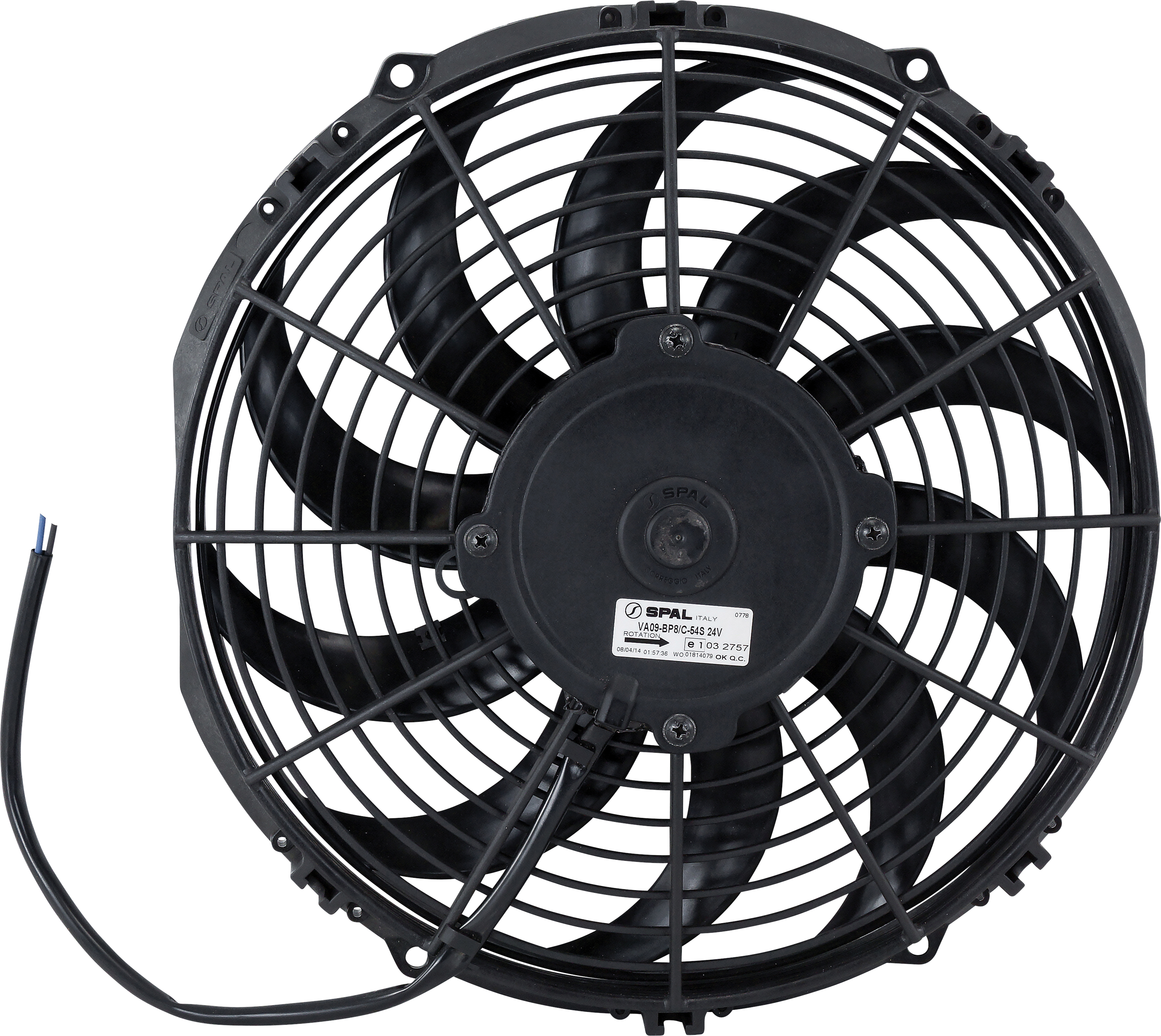 FAN, CONDENSER, SPAL, 24V, 280MM (11 INCH), PUSHER, SKEW BLADE, PREMIUM MOTOR