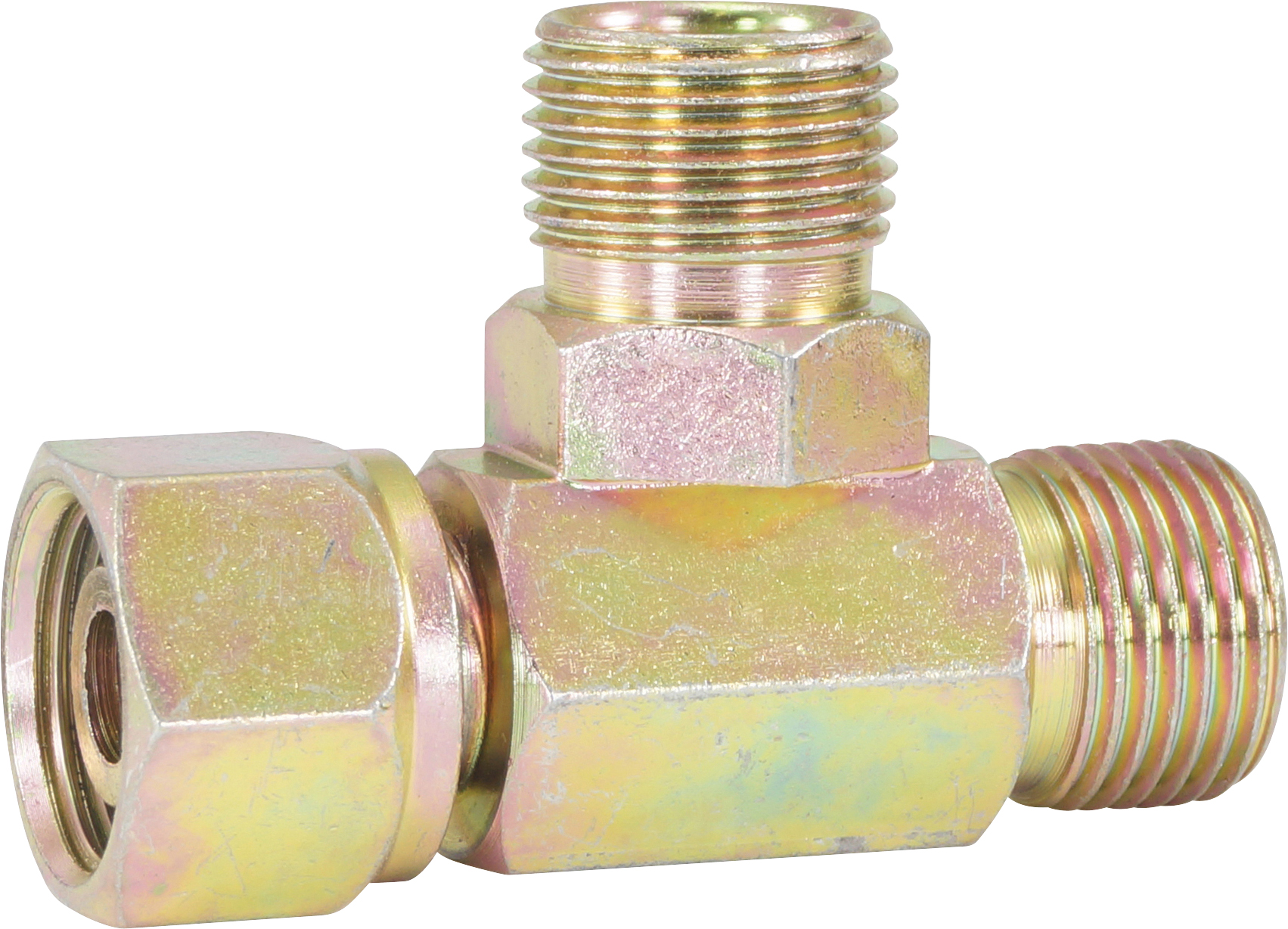HOSE ADAPTOR, FOR-MIO-MIO, TEE, #10-#10-#10, 90 DEGREE TEE (FOR ON END)