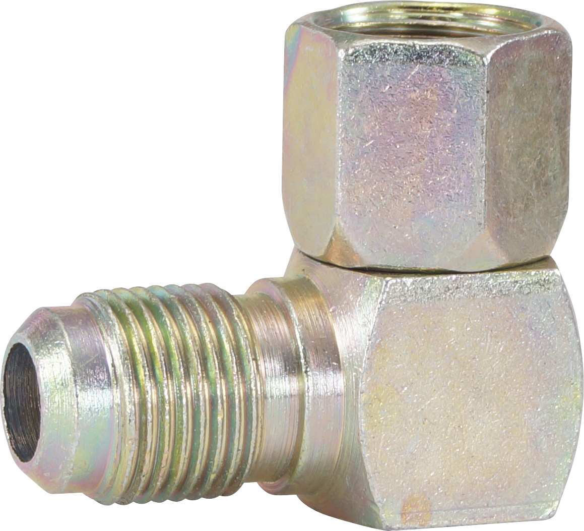 HOSE ADAPTOR, FF-MF, 90 DEG, #8-#8, STEEL, SWIVEL