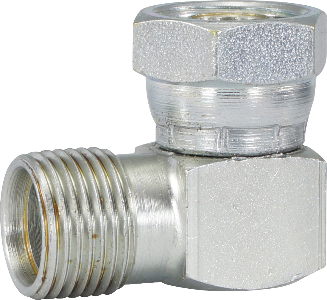 HOSE ADAPTOR, FOR-MIO, 90 DEG, #10-#10, STEEL, SWIVEL
