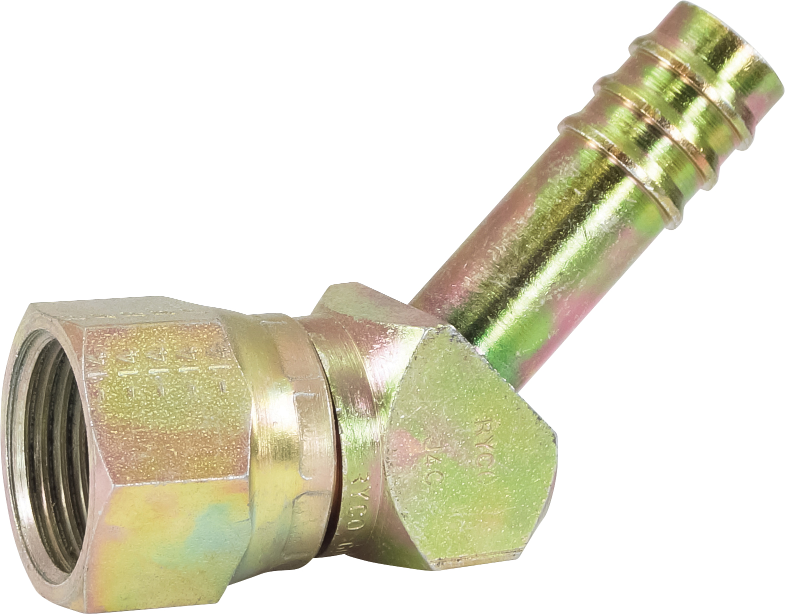 HOSE FITTING, BARB, FF, 45 DEG, #10, STEEL