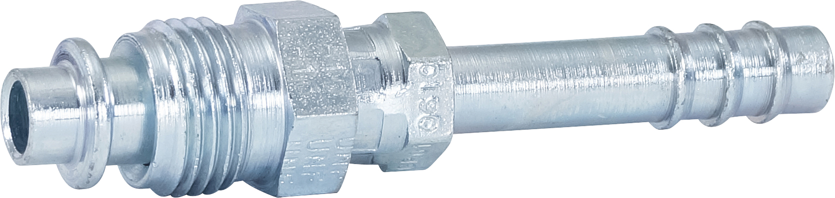 HOSE FITTING, BARB, MOR, STR, #6, STEEL