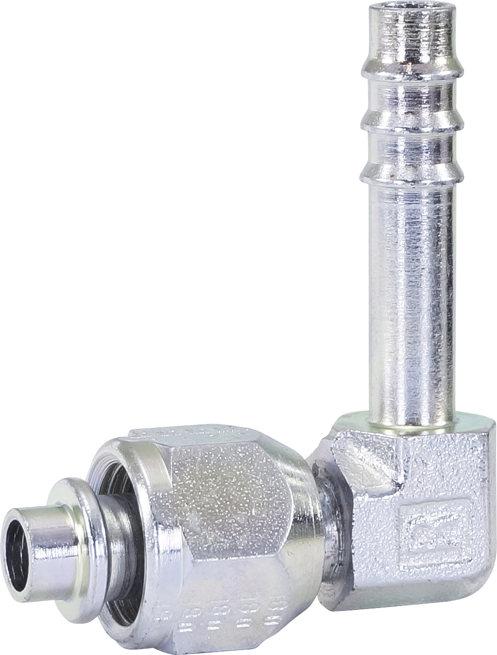 HOSE FITTING, BARB, FOR, 90 DEG, #6, STEEL