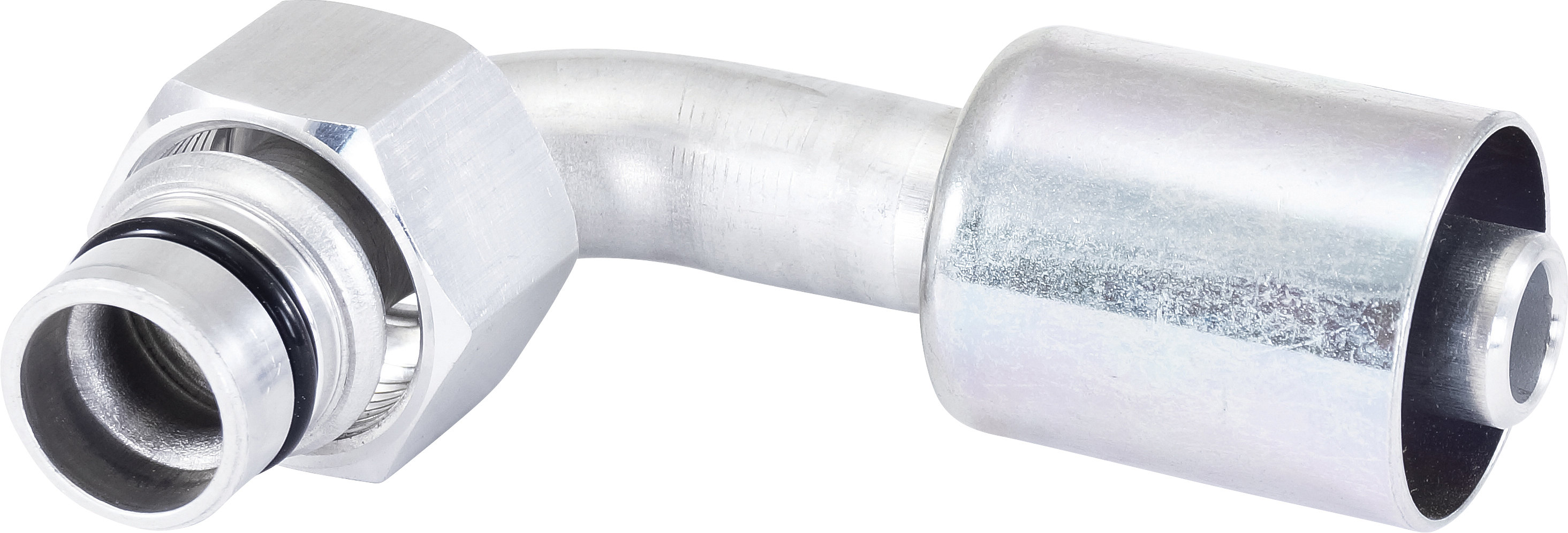 HOSE FITTING, BEADLOCK, FCO, 90 DEG, #10, ALUMINIUM, STANDARD, CAPTIVE O-RING