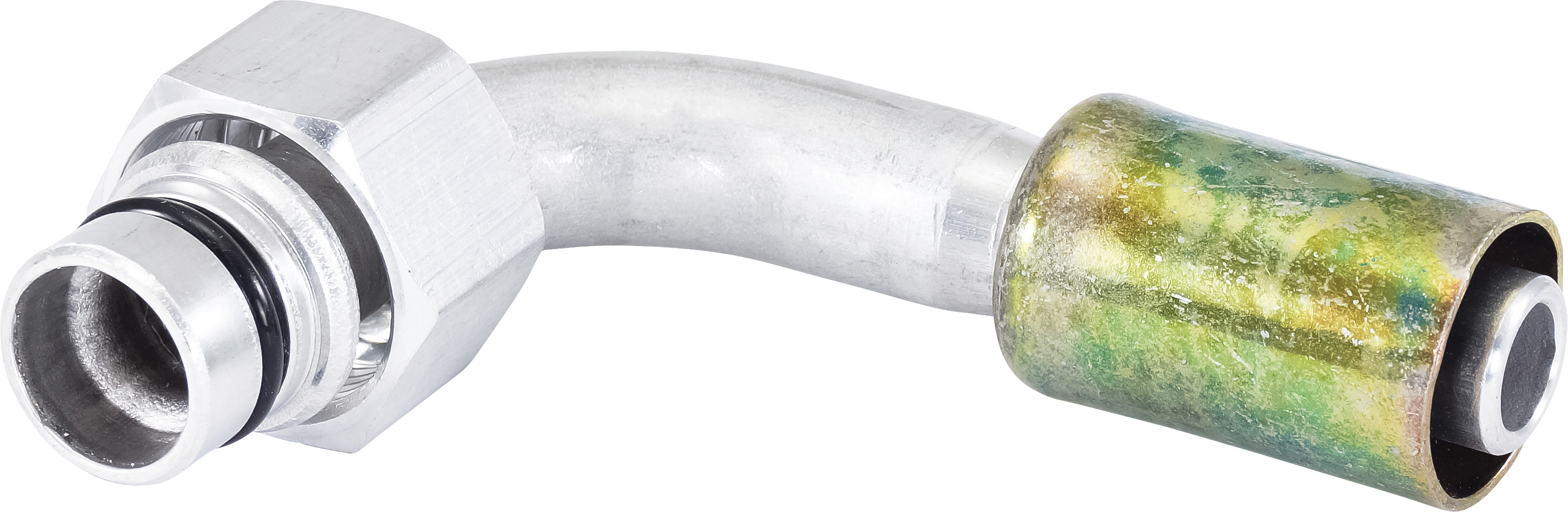 HOSE FITTING, BEADLOCK, FCO, 90 DEG, #10, ALUMINIUM, REDUCED, CAPTIVE O-RING