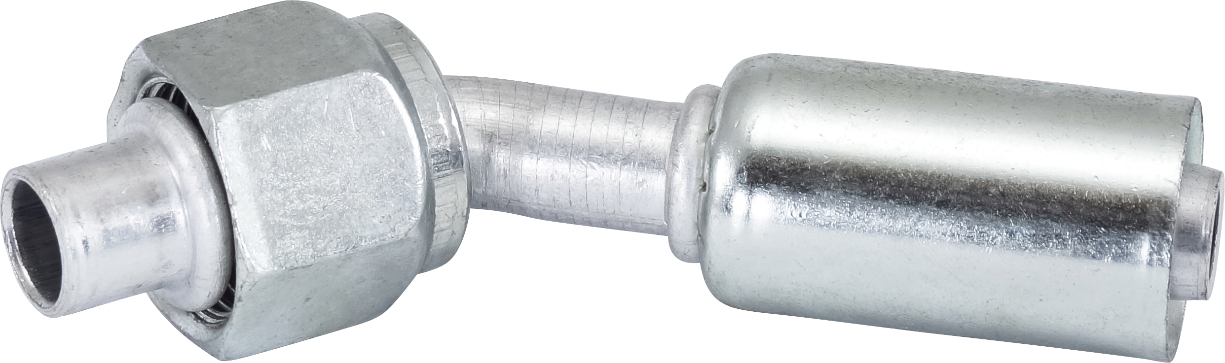 HOSE FITTING, BEADLOCK, FOR, 45 DEG, #8, ALUMINIUM, REDUCED