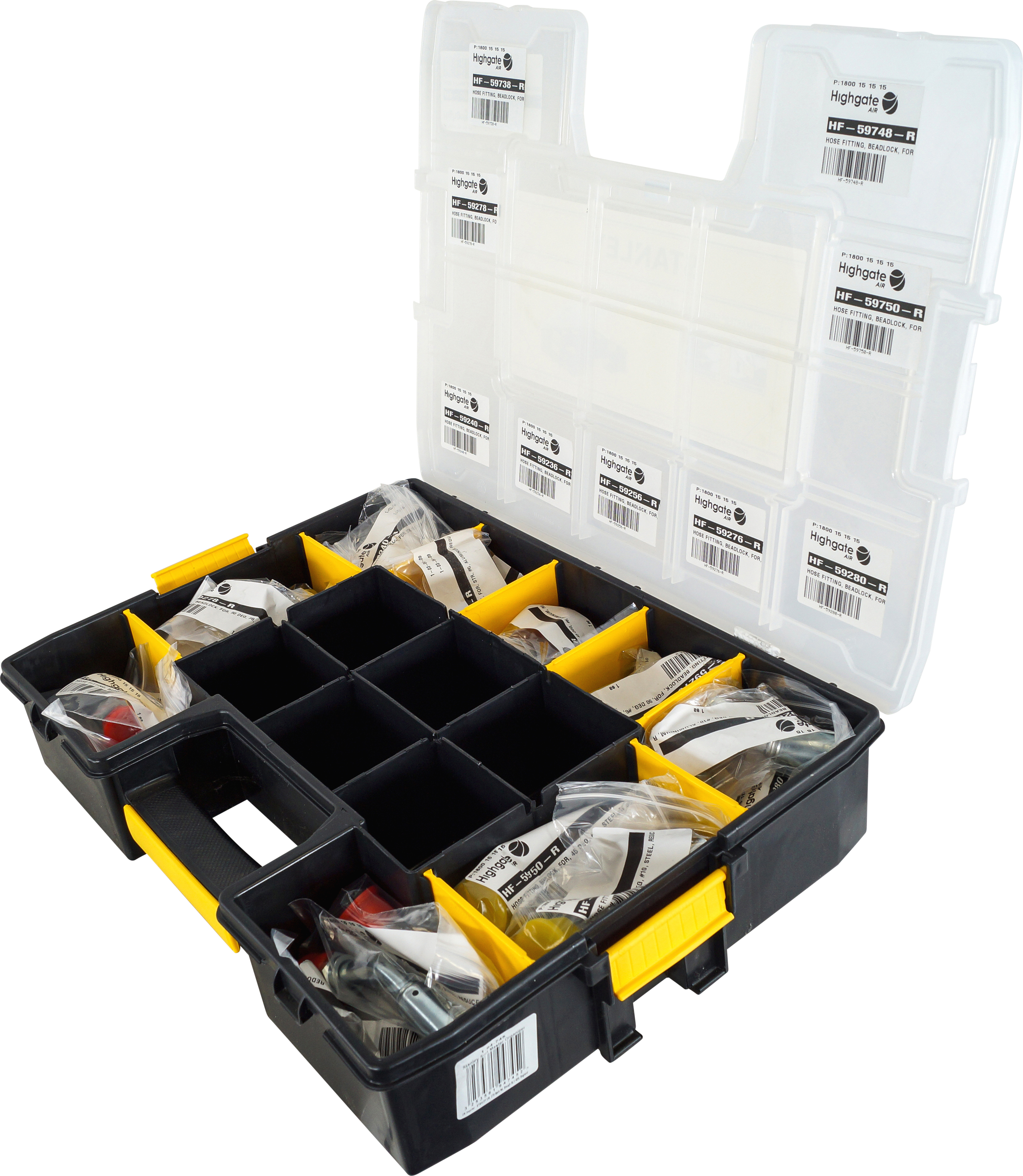 HOSE FITTING, BEADLOCK, REDUCED, ALUMINIUM, REDUCED, STARTER PACK, FOR #6, #8, #10 IN STR, 45 DEG, 9