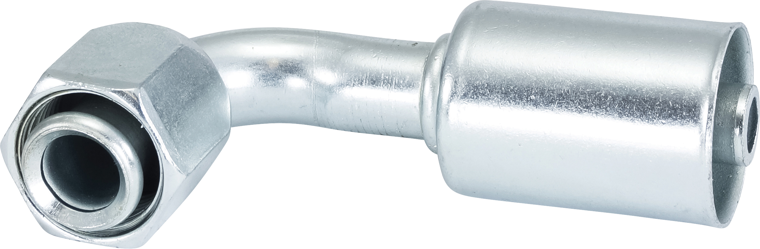 HOSE FITTING, BEADLOCK, FF, 90 DEG, #8, STEEL, STANDARD