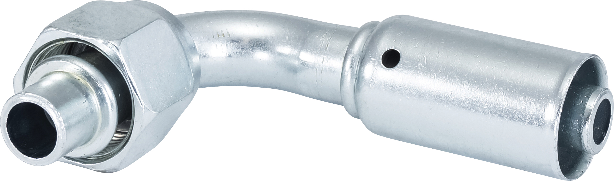 HOSE FITTING, BEADLOCK, FOR, 90 DEG, #8, STEEL, REDUCED