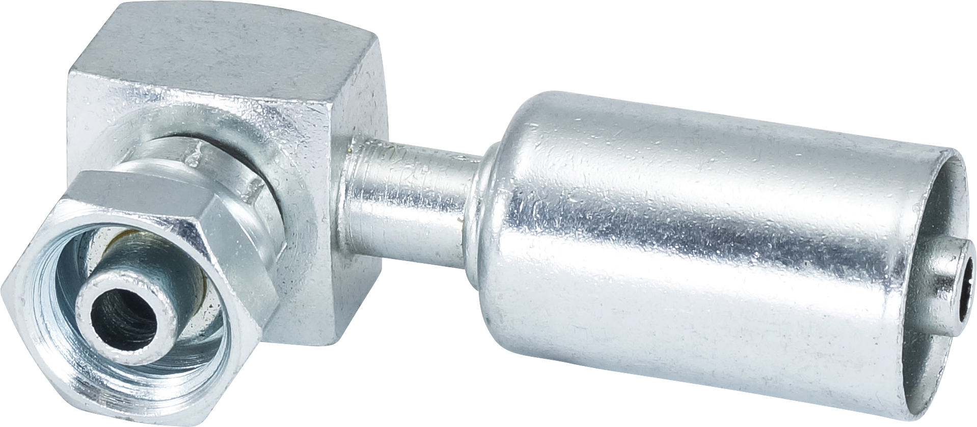 HOSE FITTING, BEADLOCK, FOR, 90 DEG, #6, STEEL, STANDARD, SHORT-DROP