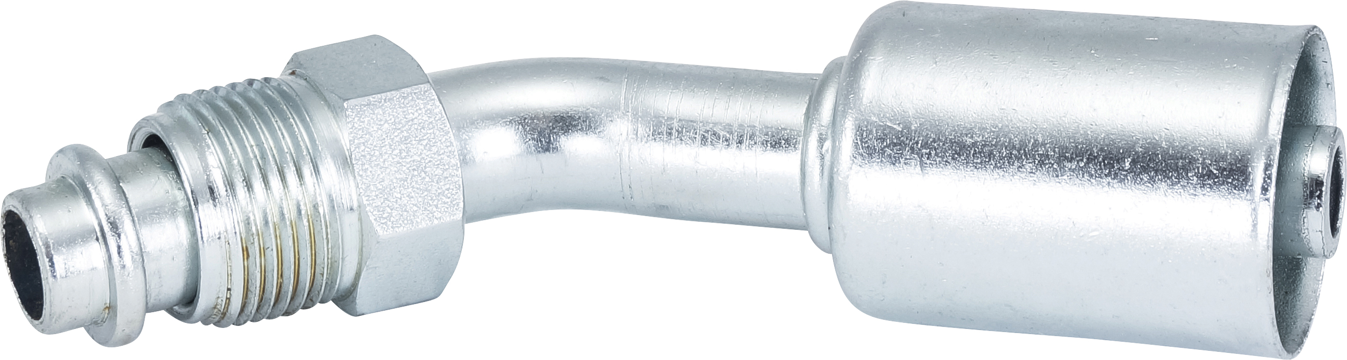 HOSE FITTING, BEADLOCK, MOR, 45 DEG, #8, STEEL, STANDARD