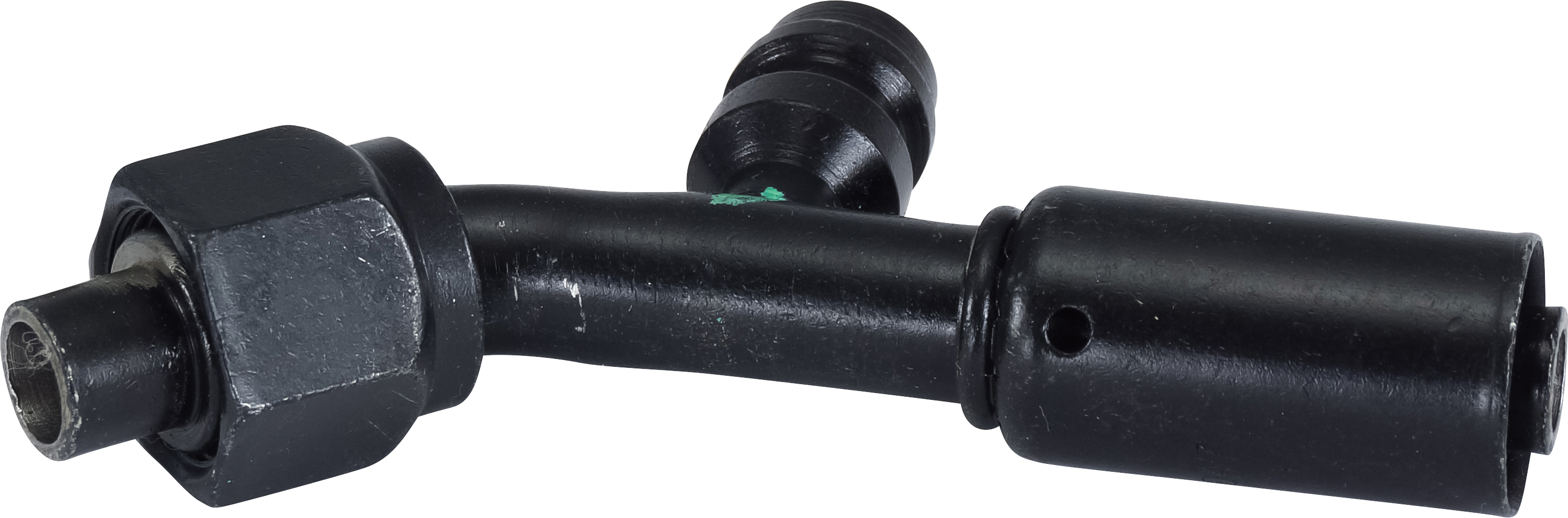 HOSE FITTING, BEADLOCK, FOR, 45 DEG, #8, STEEL, REDUCED, R134A ACCESS