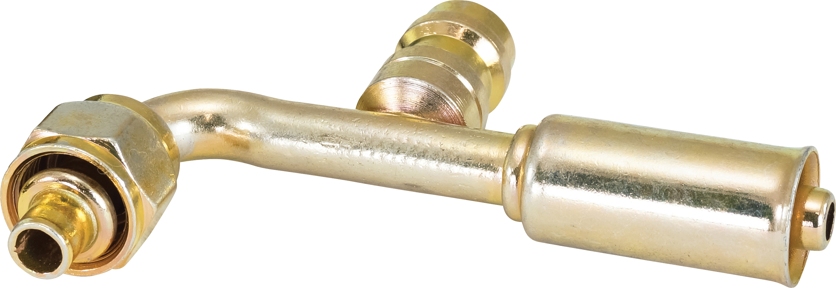 HOSE FITTING, BEADLOCK, FOR, 90 DEG, #6, STEEL, REDUCED, R134A ACCESS