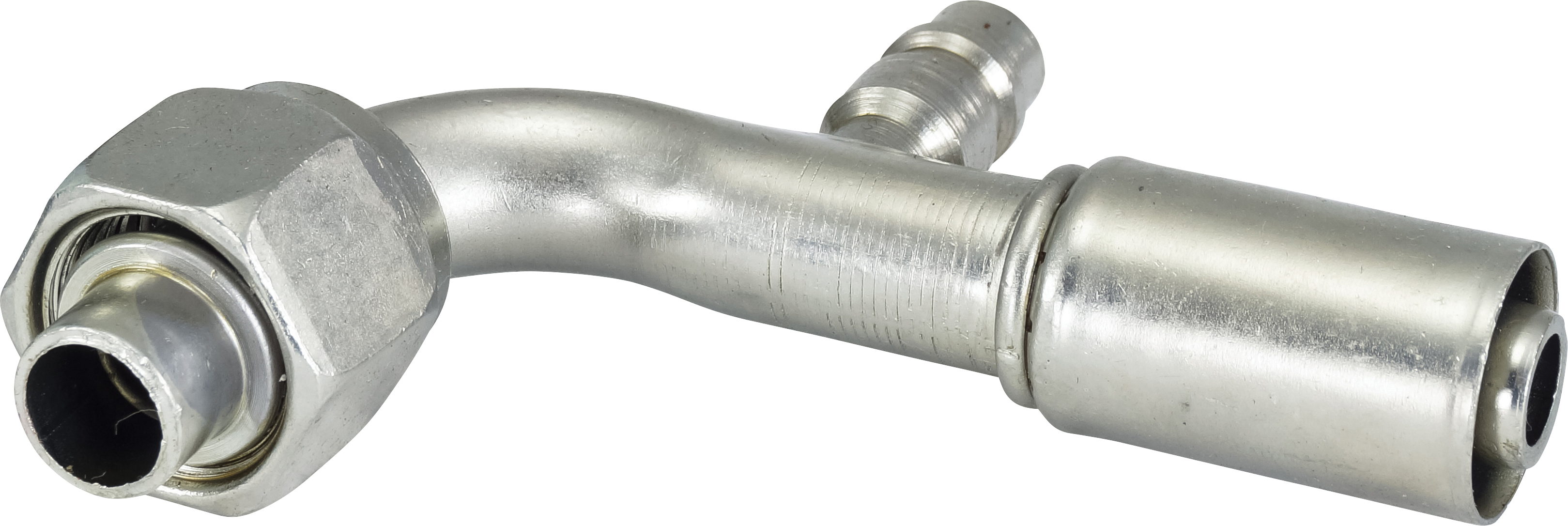 HOSE FITTING, BEADLOCK, FOR, 90 DEG, #10, STEEL, REDUCED, R134A ACCESS
